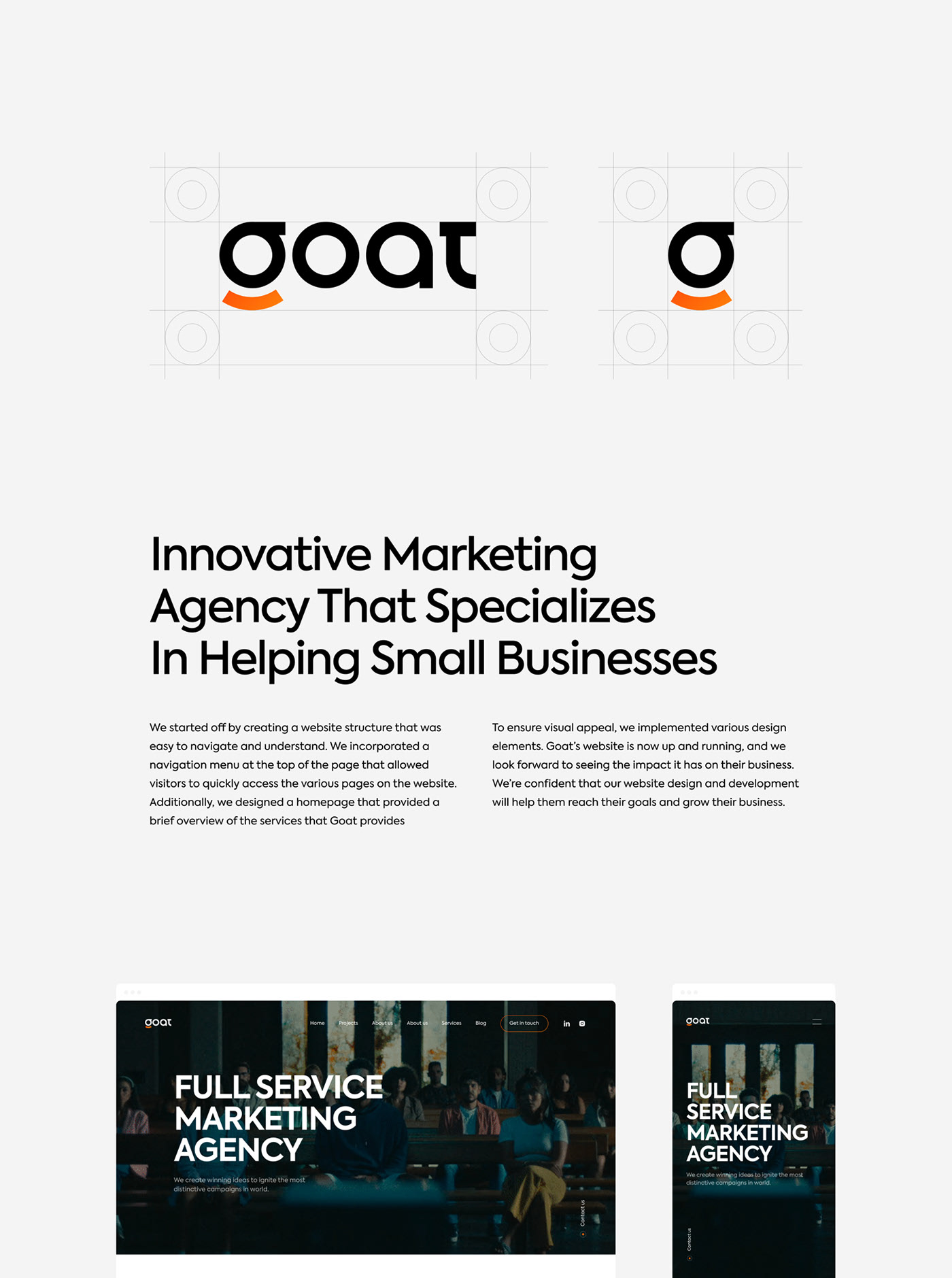 Goat - Marketing agency website, branding and logo — Изображение №2 — Интерфейсы, Брендинг на Dprofile