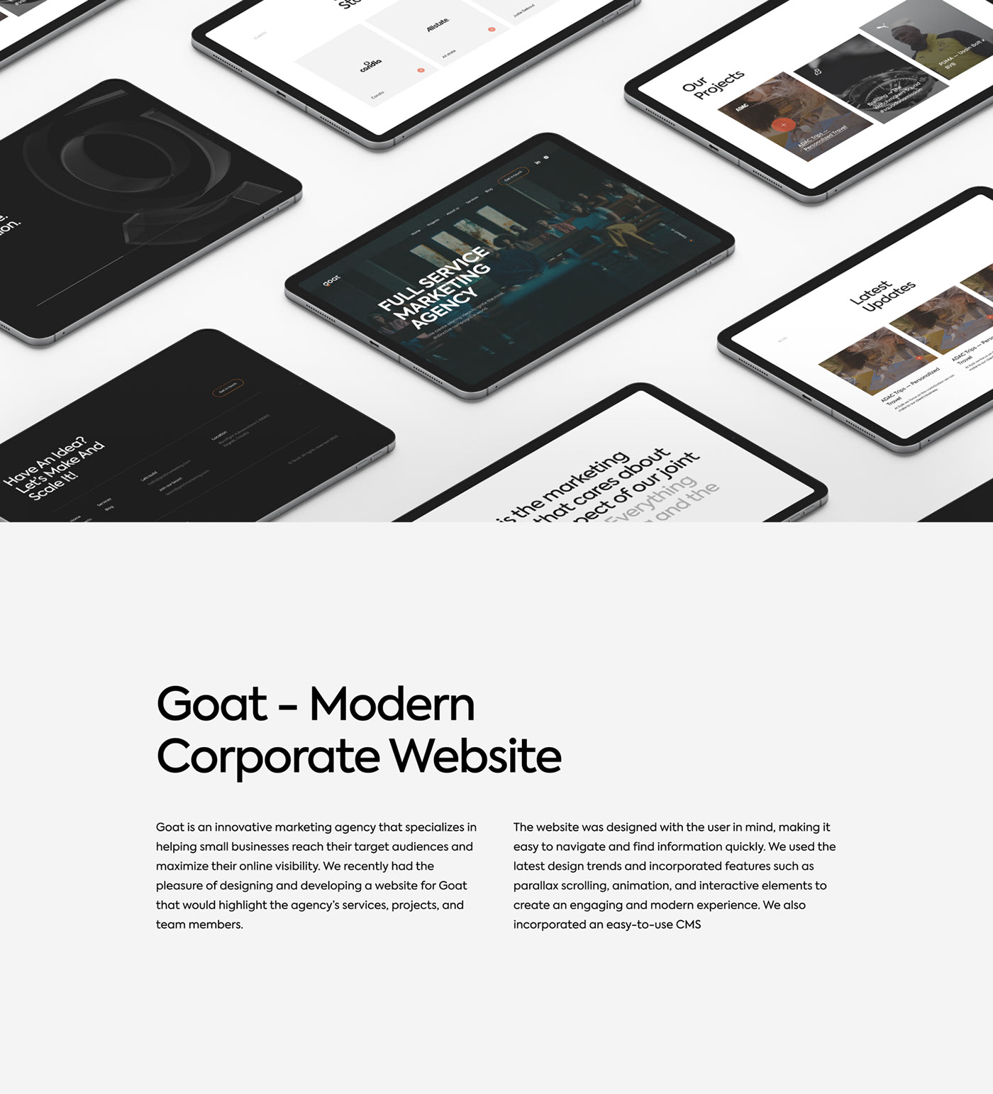 Goat - Marketing agency website, branding and logo — Изображение №1 — Интерфейсы, Брендинг на Dprofile