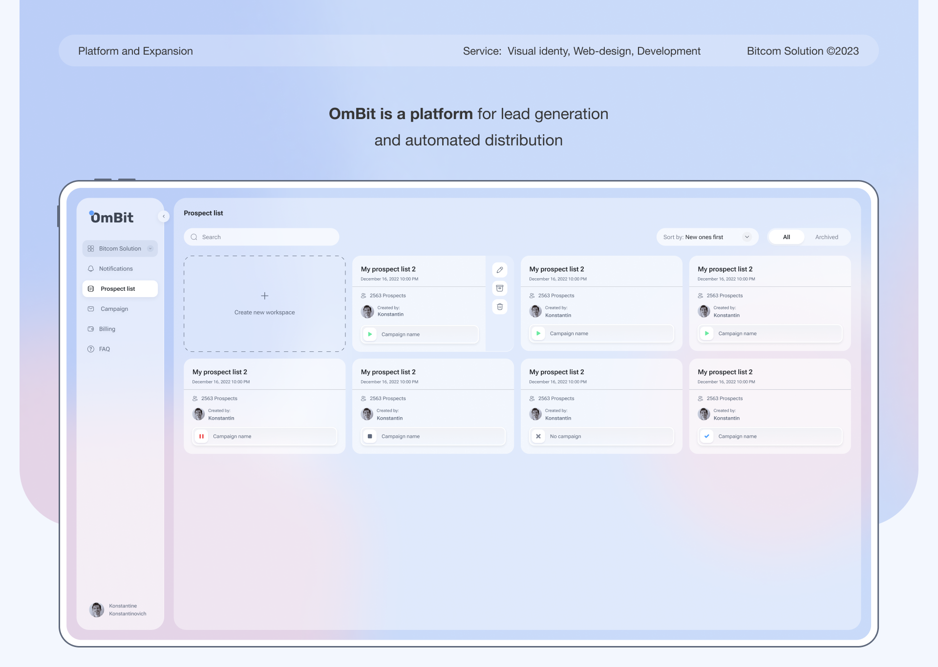 OmBit - платформа для генерации лидов с LinkedIn — Изображение №1 — Интерфейсы на Dprofile
