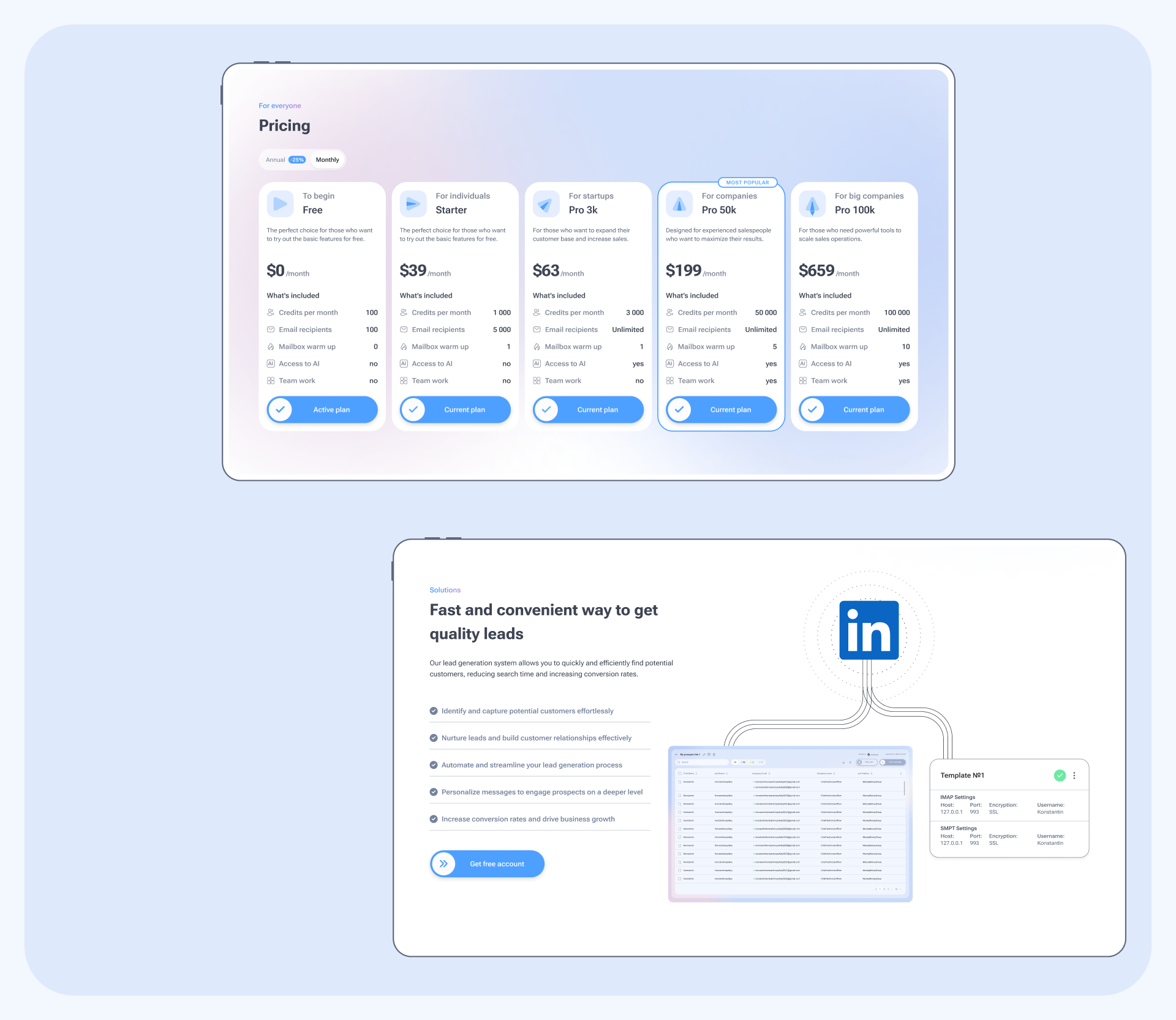 OmBit - платформа для генерации лидов с LinkedIn — Изображение №7 — Интерфейсы на Dprofile