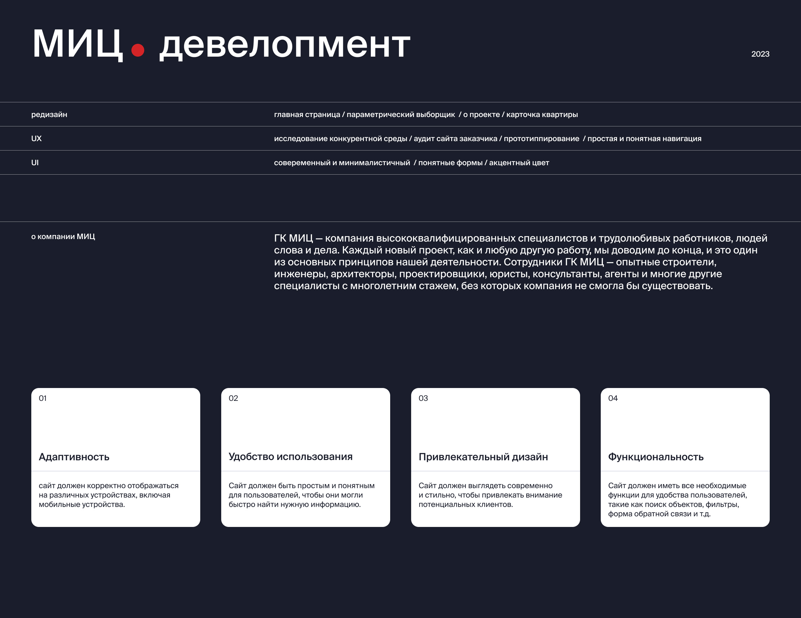 Редизайн МИЦ девелопмент — Изображение №1 — Интерфейсы на Dprofile