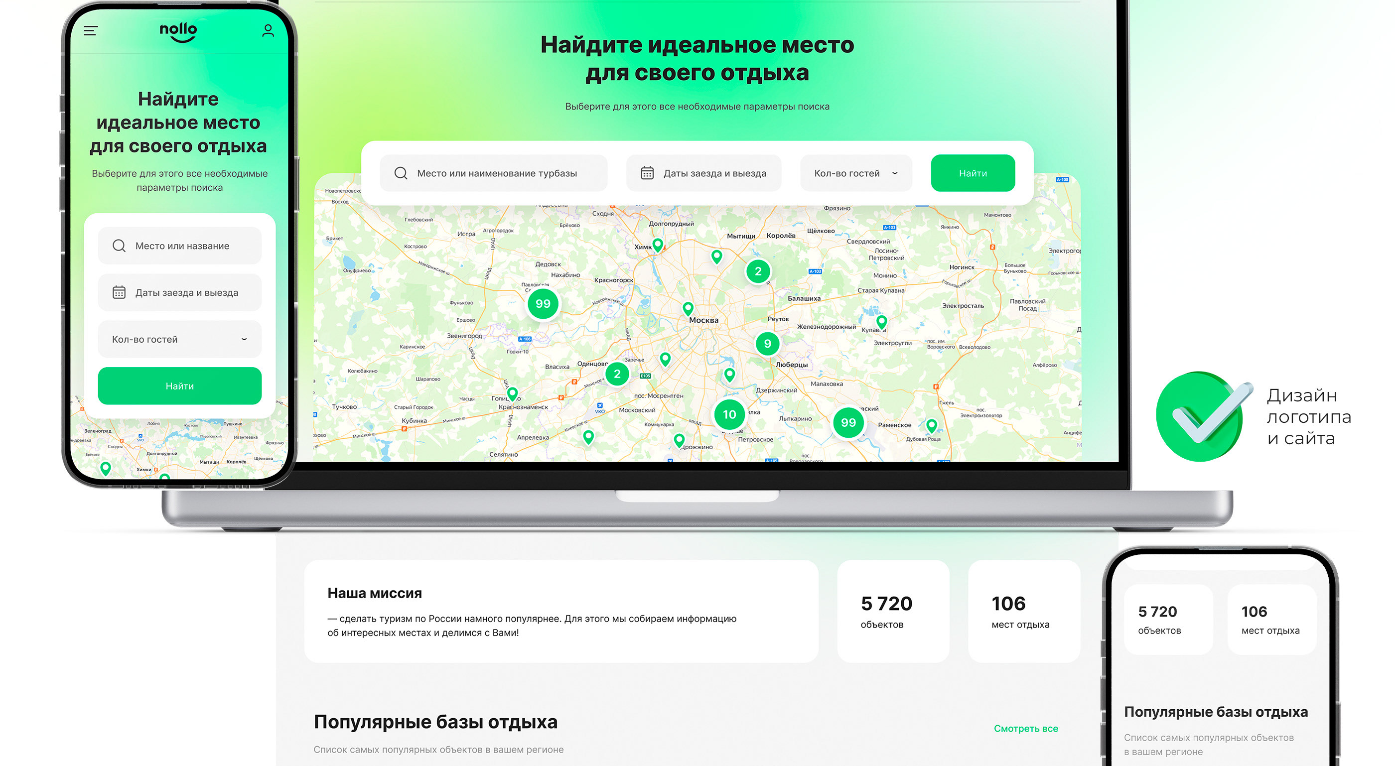 Nollo — сервис бронирования — Изображение №2 — Интерфейсы, Брендинг на Dprofile