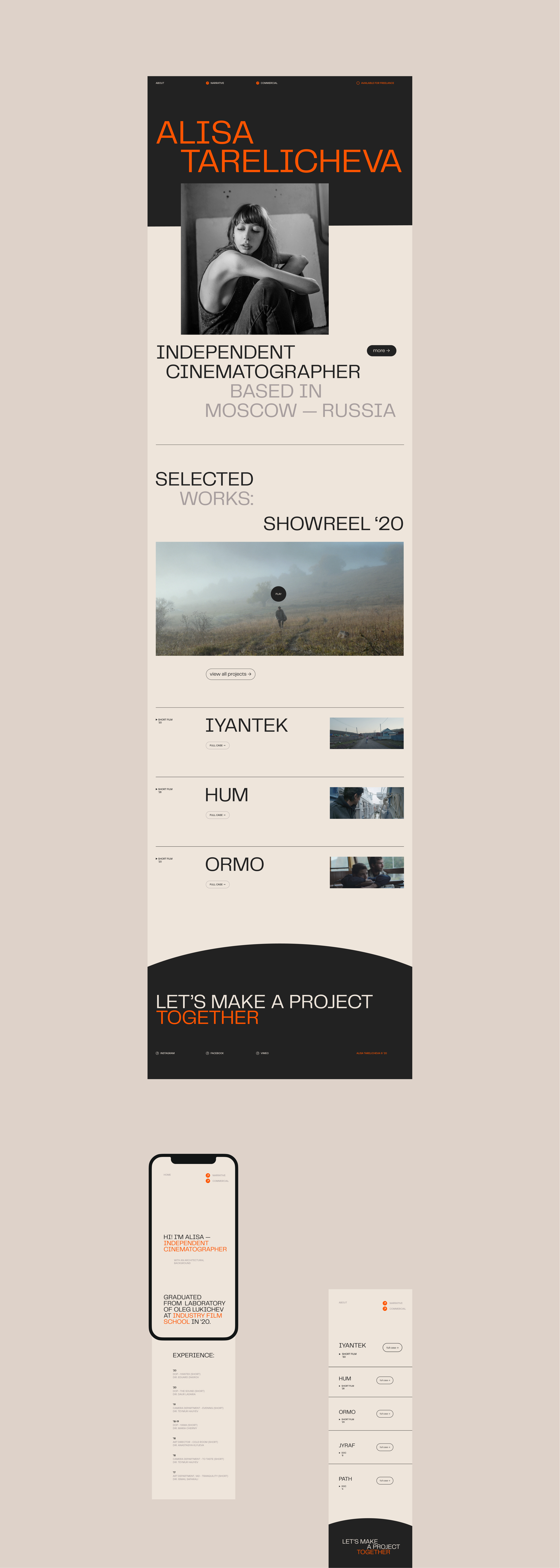 Cinematographer Portfolio. 2021 — Изображение №2 — Анимация, Интерфейсы на Dprofile