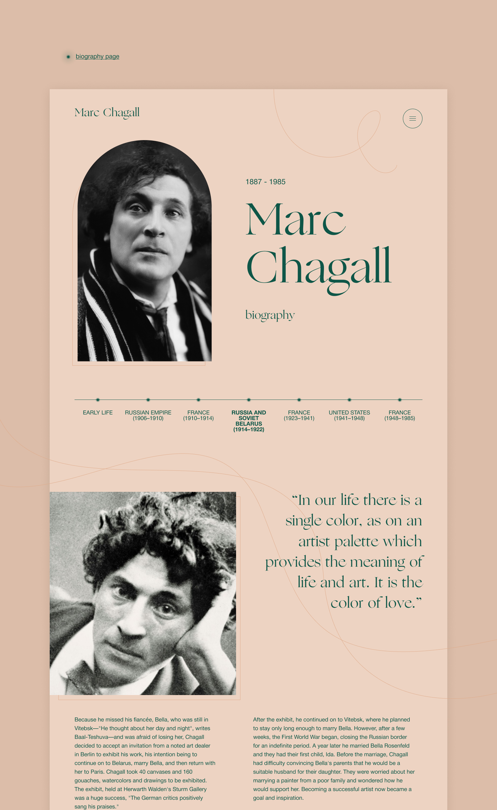 Marc Chagall × Educational website — Изображение №10 — Графика на Dprofile