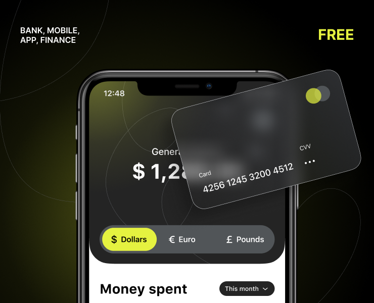 UI Mobile Banking App (Free) — Интерфейсы, Графика на Dprofile