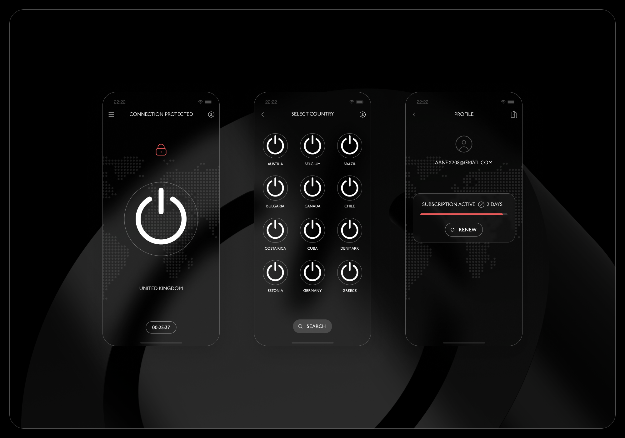 VPN Service UI/UX & Logo — Изображение №5 — Интерфейсы, Брендинг на Dprofile