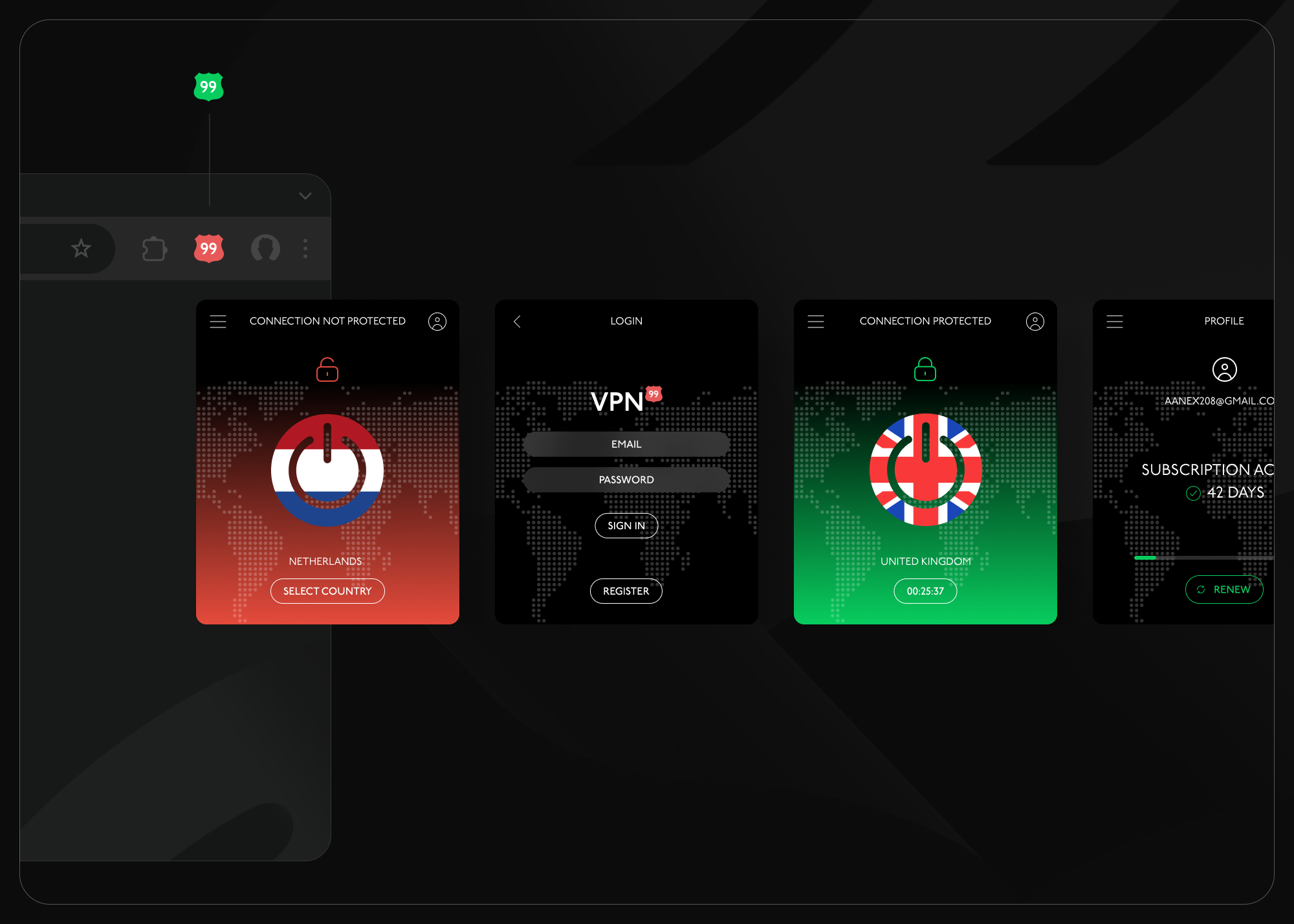 VPN Service UI/UX & Logo — Изображение №9 — Интерфейсы, Брендинг на Dprofile