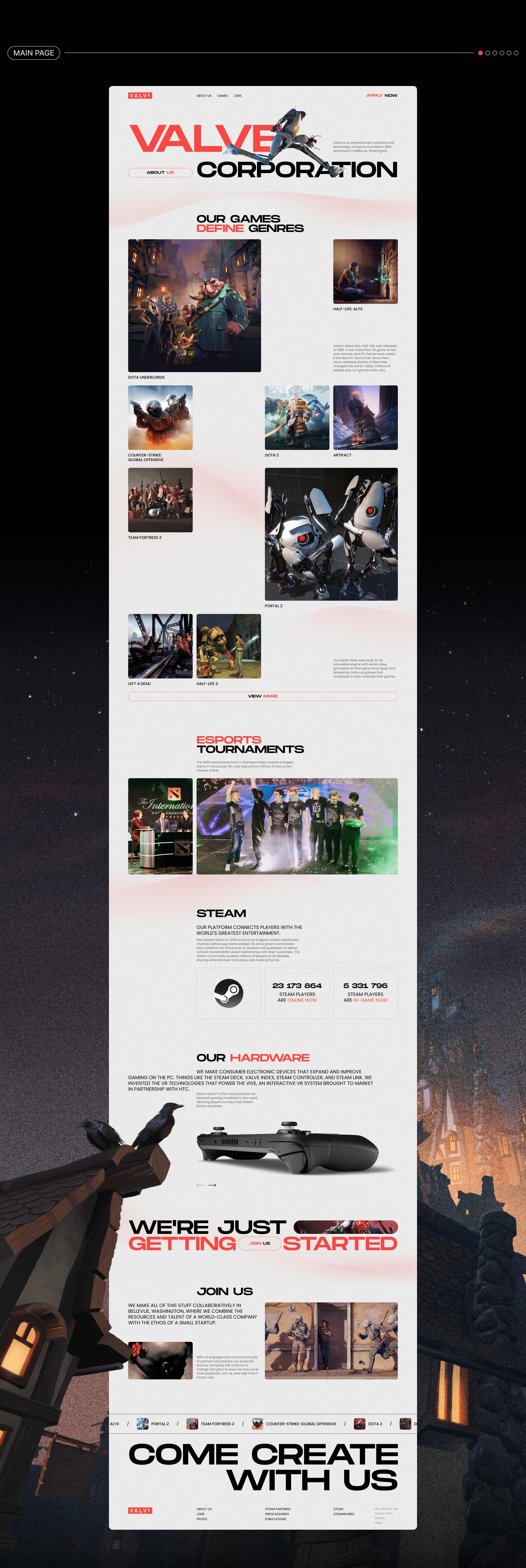 VALVE CORPORATION | corporate website redesign — Изображение №2 — Интерфейсы на Dprofile