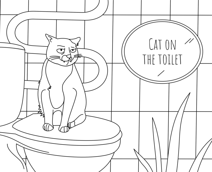 Кот на туалете — Иллюстрация на Dprofile