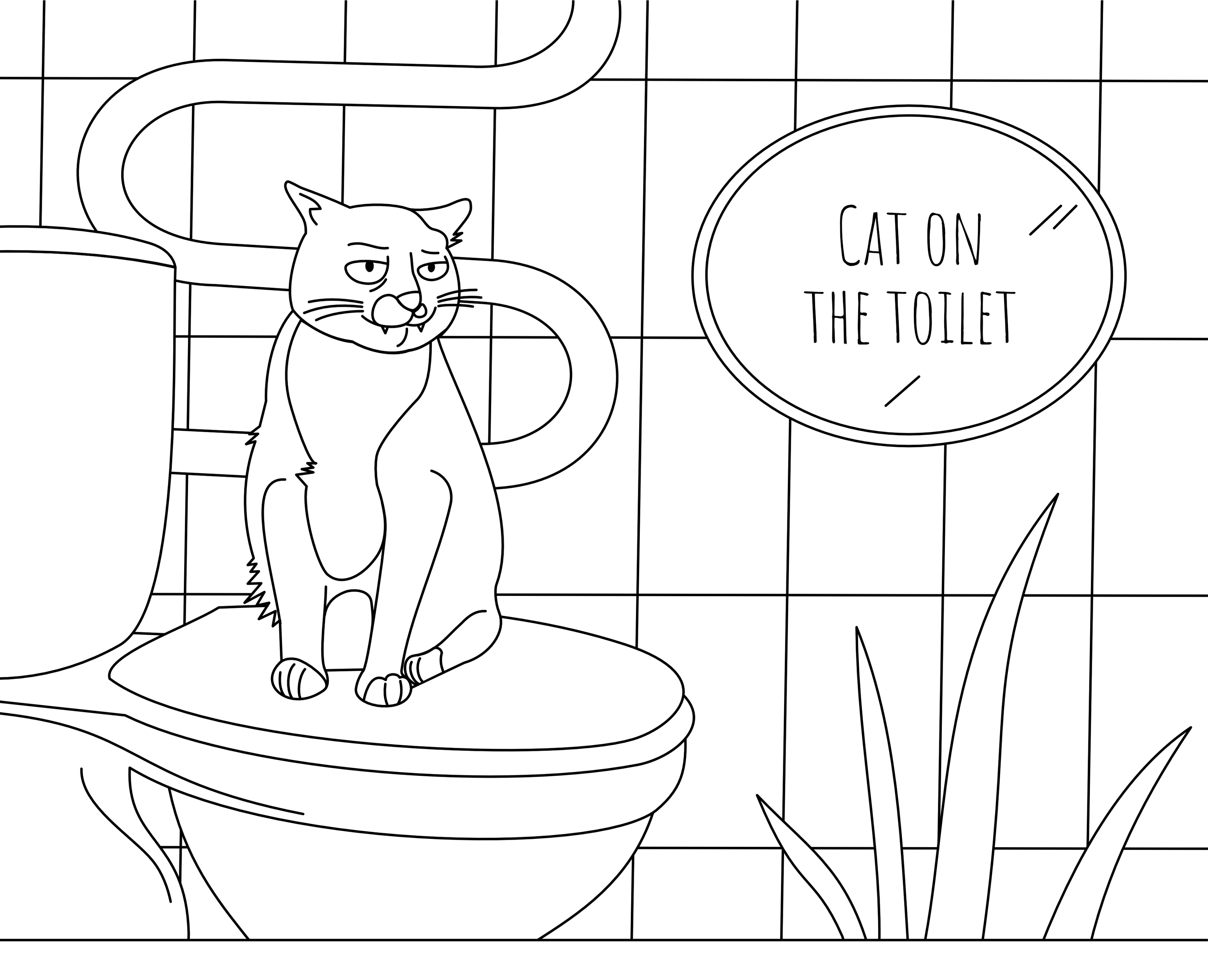 Кот на туалете — Изображение №1 — Иллюстрация на Dprofile