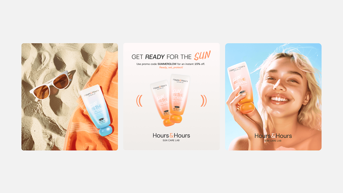 Hours&Hours / Sun Cream Packaging — Изображение №7 — Брендинг, 3D на Dprofile
