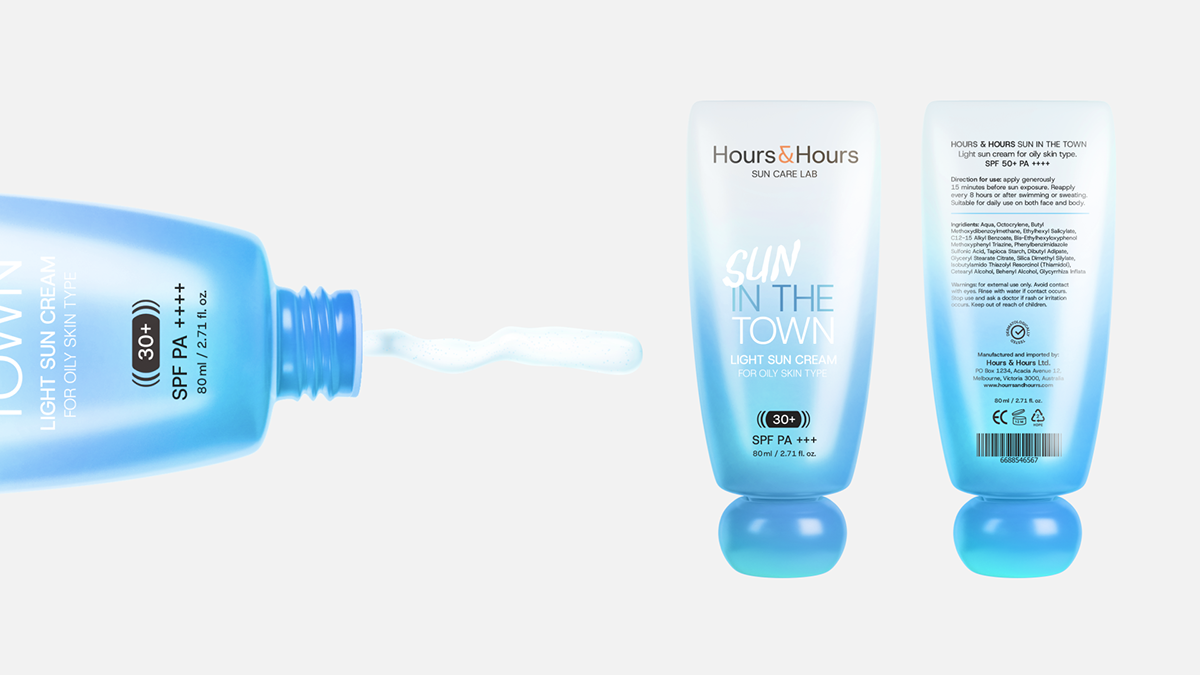 Hours&Hours / Sun Cream Packaging — Изображение №8 — Брендинг, 3D на Dprofile