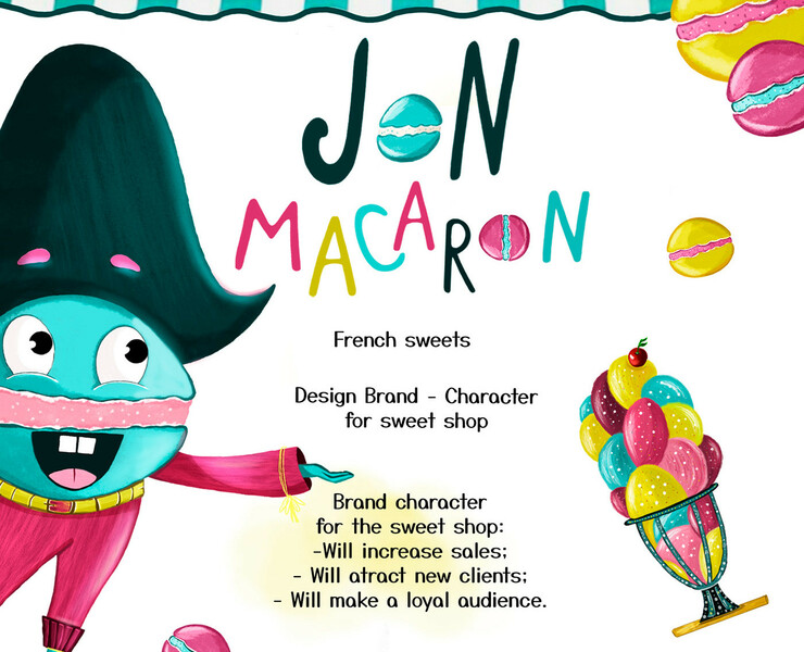 Brand character for cafe Jon Macaron на Dprofile