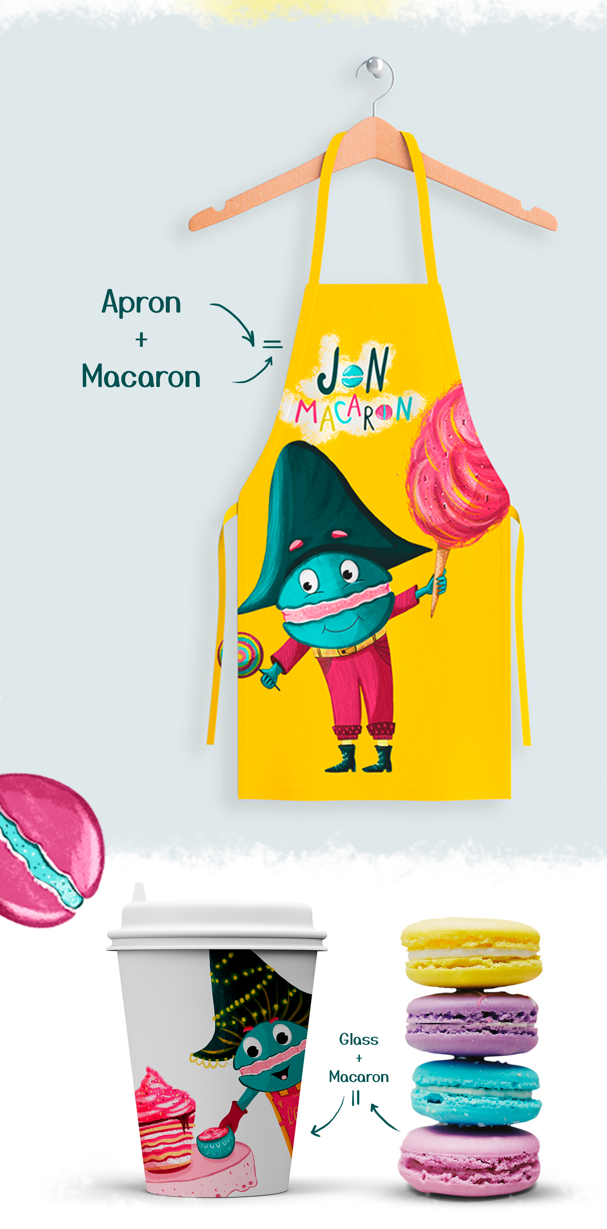 Brand character for cafe Jon Macaron — Изображение №9 — Брендинг, Иллюстрация на Dprofile