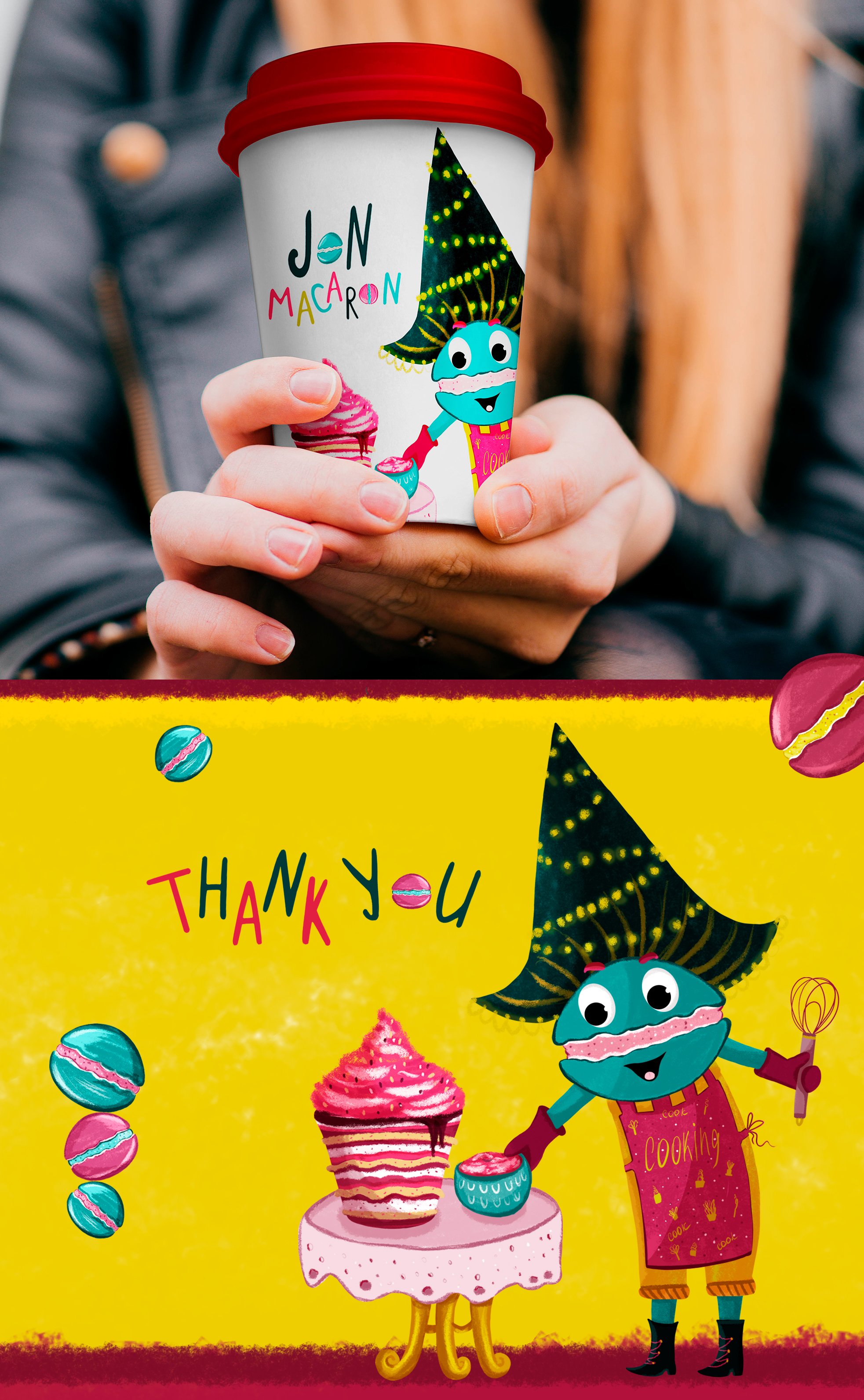 Brand character for cafe Jon Macaron — Изображение №10 — Брендинг, Иллюстрация на Dprofile