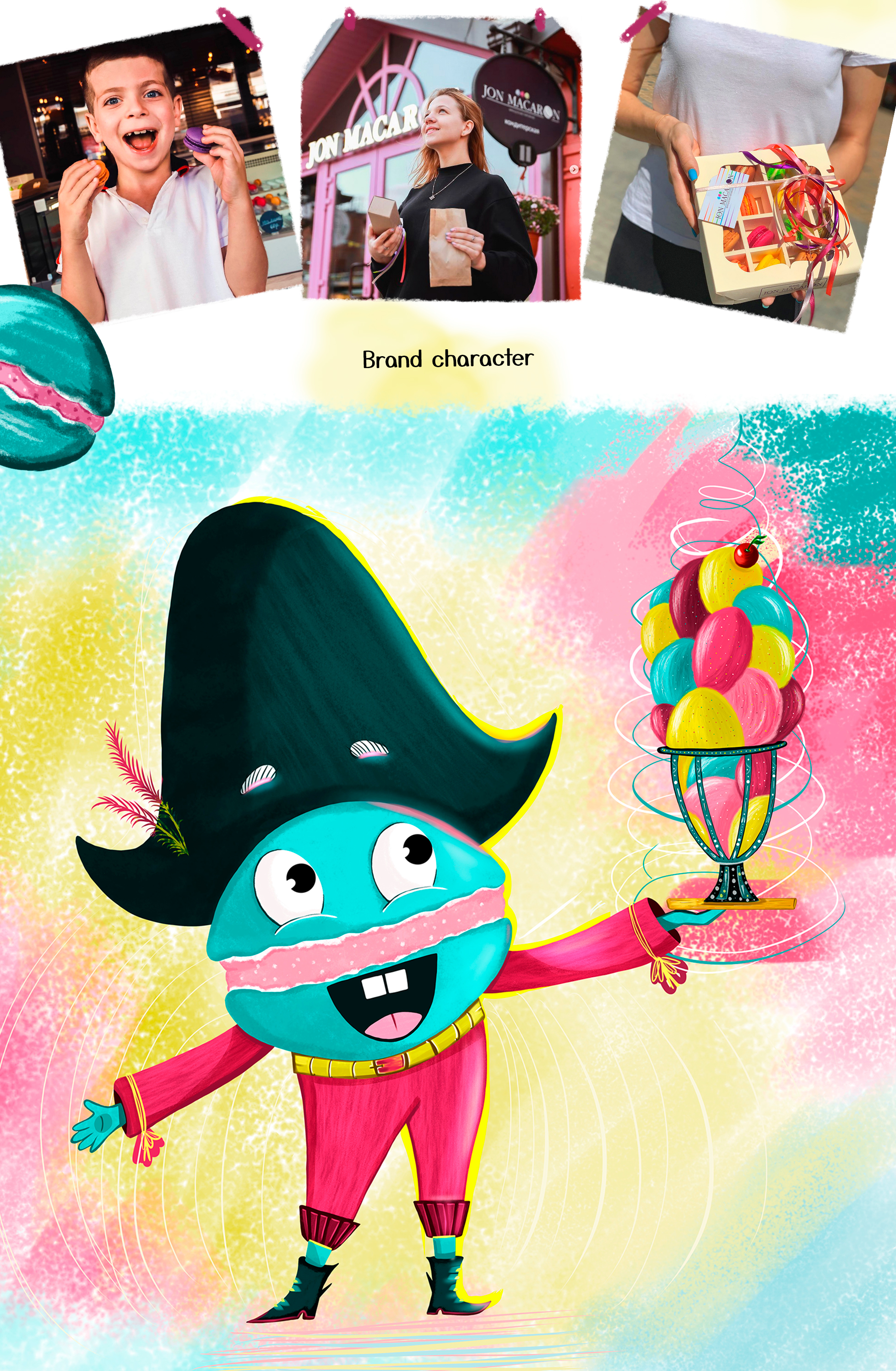Brand character for cafe Jon Macaron — Изображение №6 — Брендинг, Иллюстрация на Dprofile