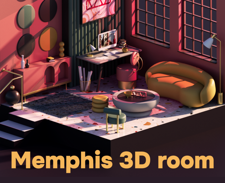 3D комната в стиле Мемфис — 3D на Dprofile