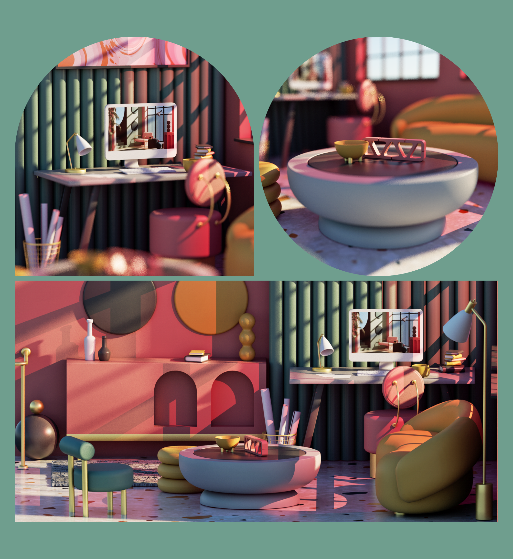 3D комната в стиле Мемфис — Изображение №6 — 3D на Dprofile
