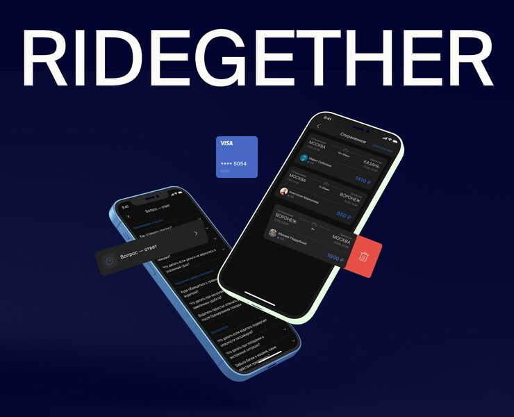 Mobile App: RIDEGETHER — Интерфейсы на Dprofile