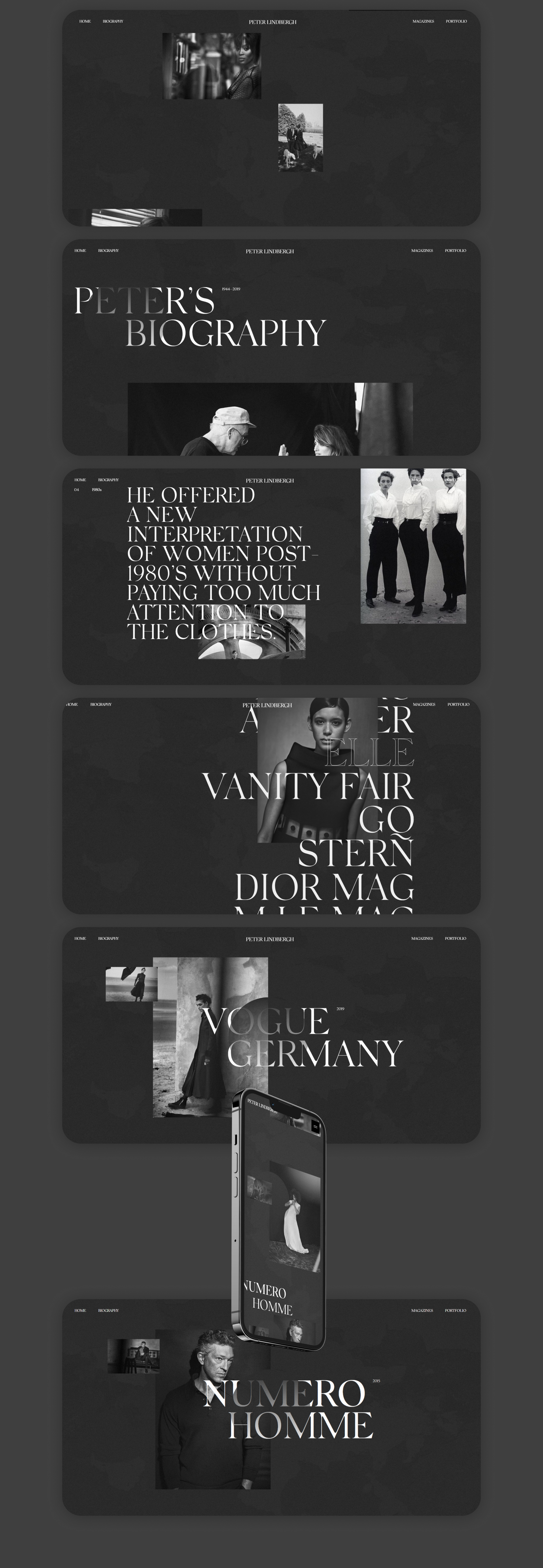 peterlindbergh леднингhistorical landing page — Изображение №2 — Интерфейсы, Брендинг на Dprofile