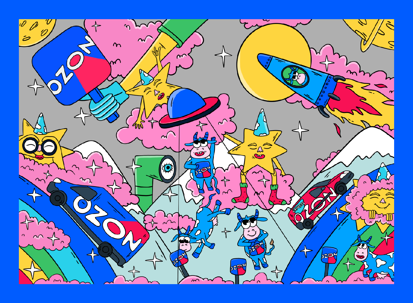 Иллюстрация для Ozon Ballon — Изображение №4 — Брендинг, Иллюстрация на Dprofile