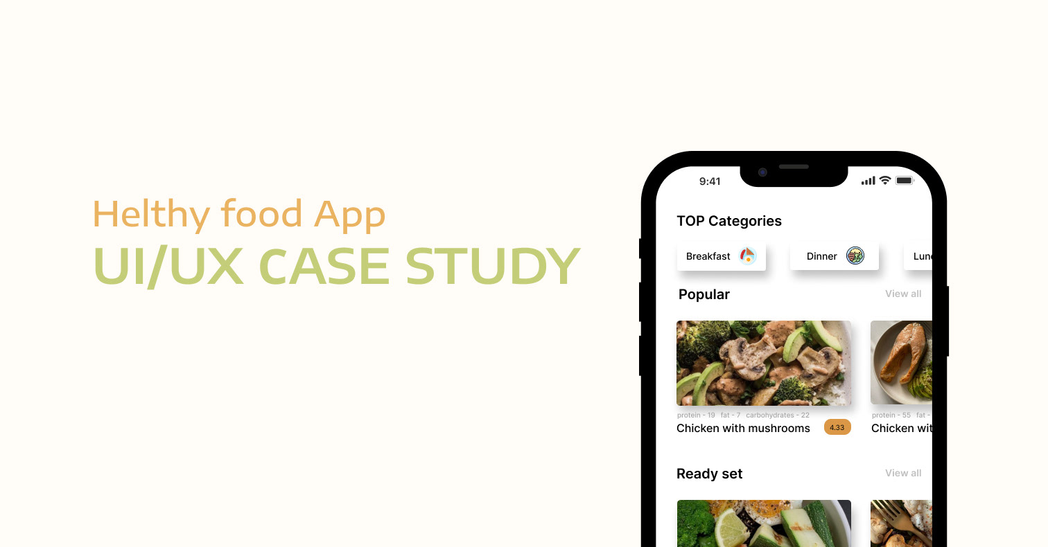 UI/UX СASE STUDY helthy food app — Изображение №1 — Интерфейсы, Брендинг на Dprofile