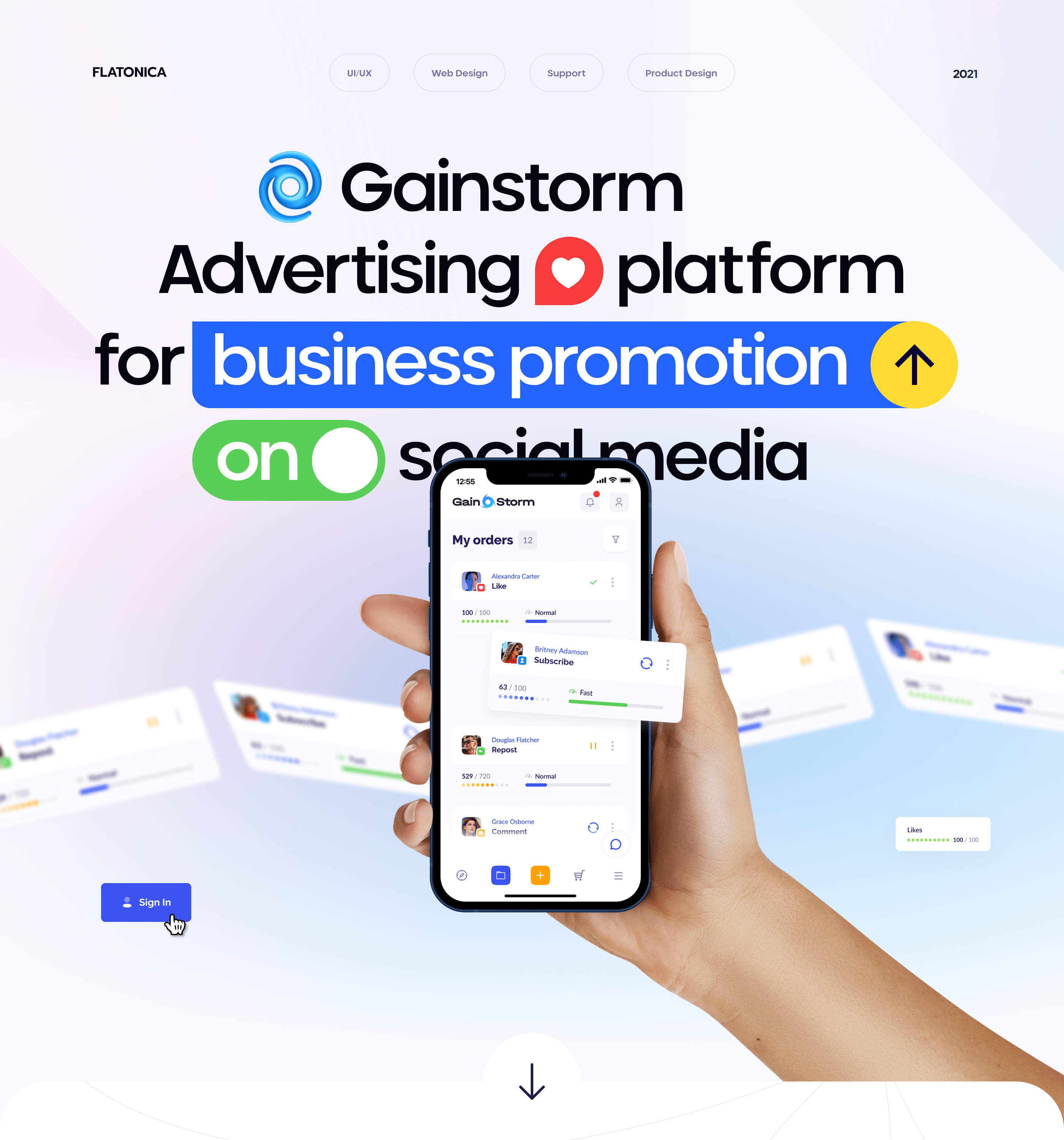 GAINSTORM® — Advertising Platform — Изображение №1 — Интерфейсы, Брендинг на Dprofile