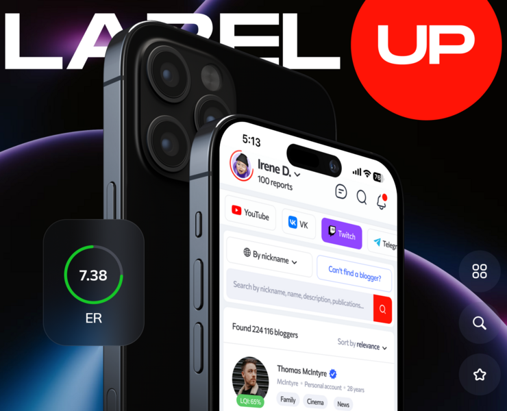 LabelUp® Influencer Platform — Интерфейсы, Анимация на Dprofile