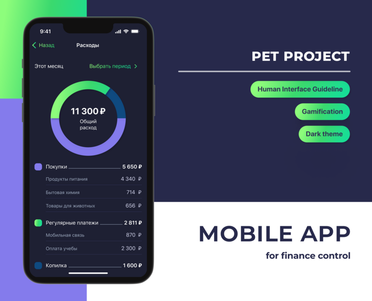 Mobile app for finance control — Интерфейсы на Dprofile