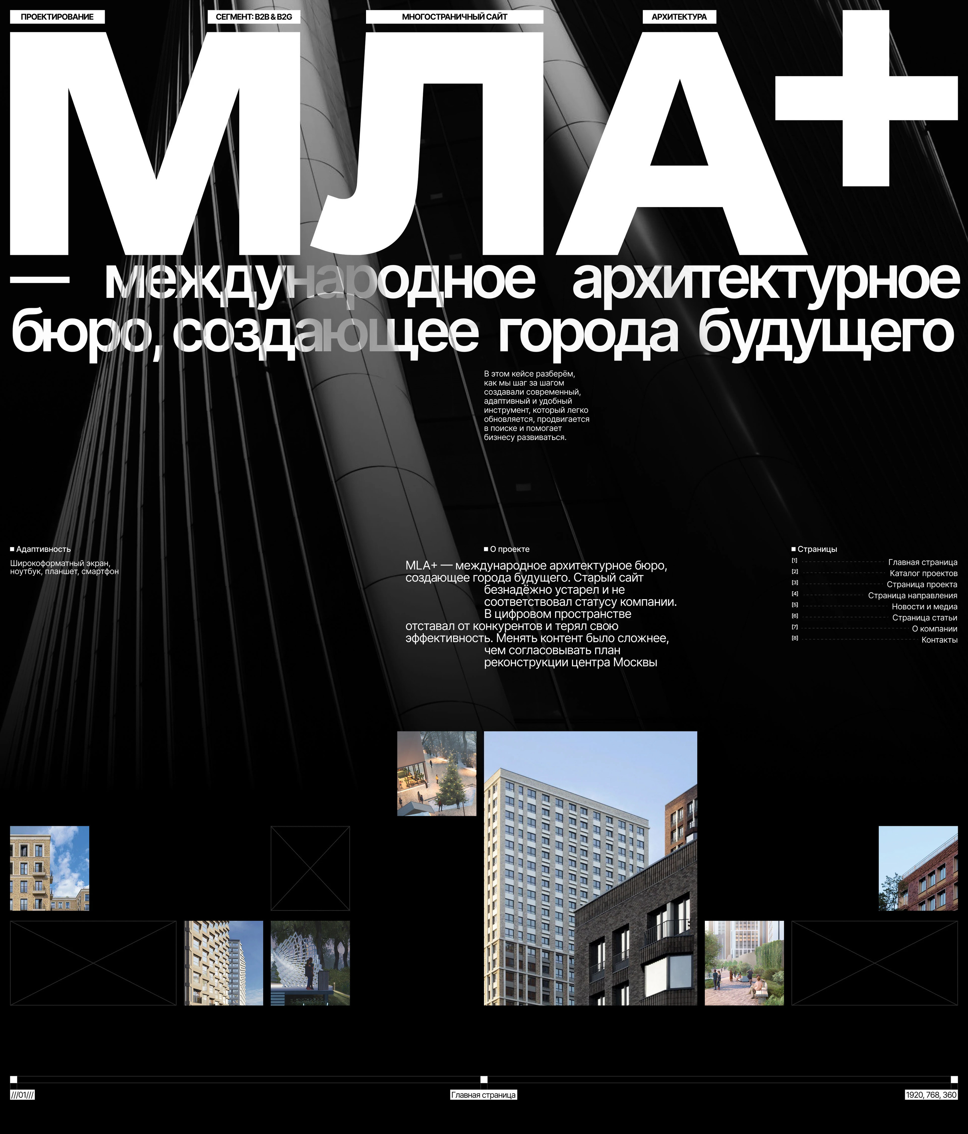 Арх. бюро MLA+ — дизайн и разработка — Изображение №1 — Интерфейсы, Анимация на Dprofile