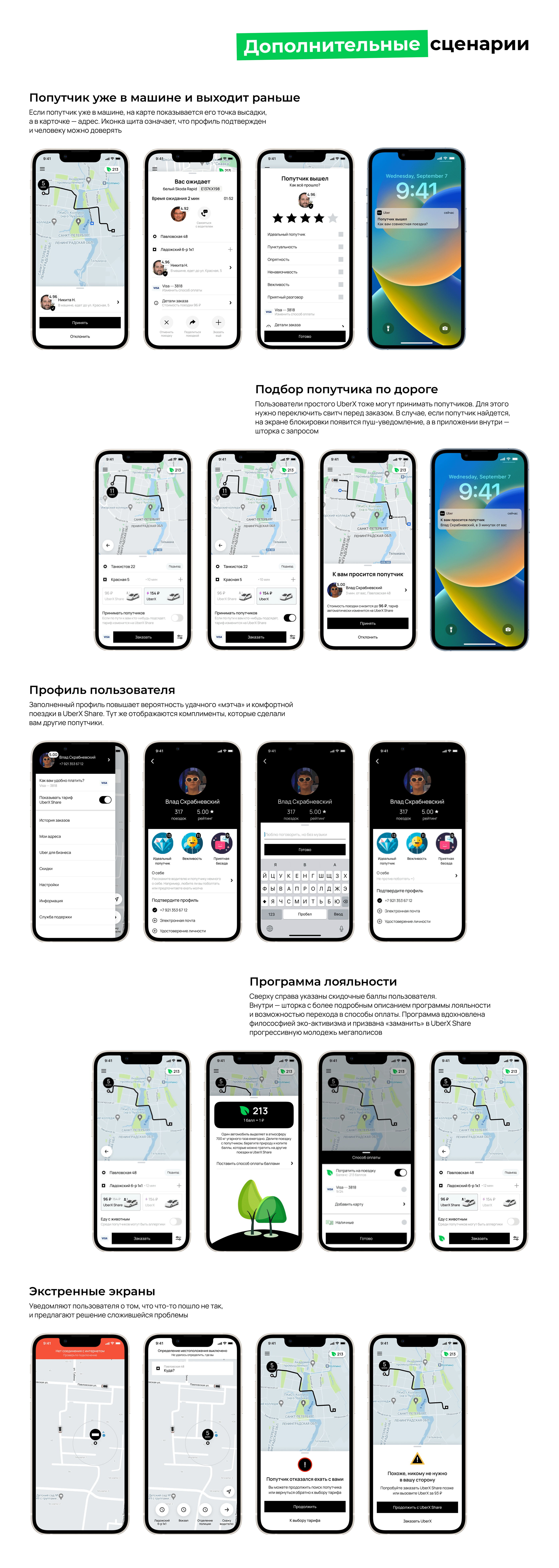 UberX Share. В такси с попутчиком, UX/UI — Изображение №8 — Интерфейсы, Иллюстрация на Dprofile