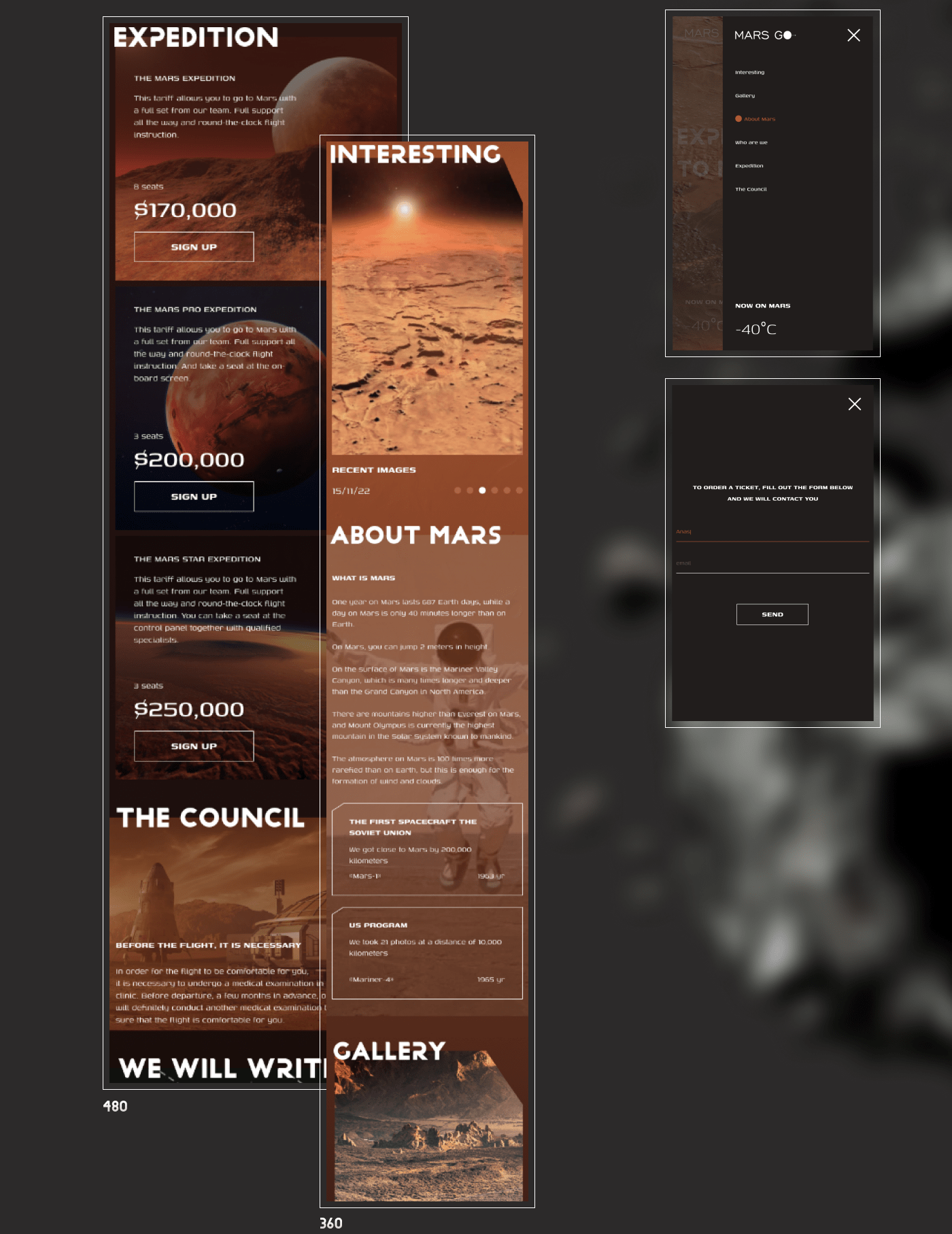 Landing page for a flight to Mars — Изображение №5 — Интерфейсы на Dprofile