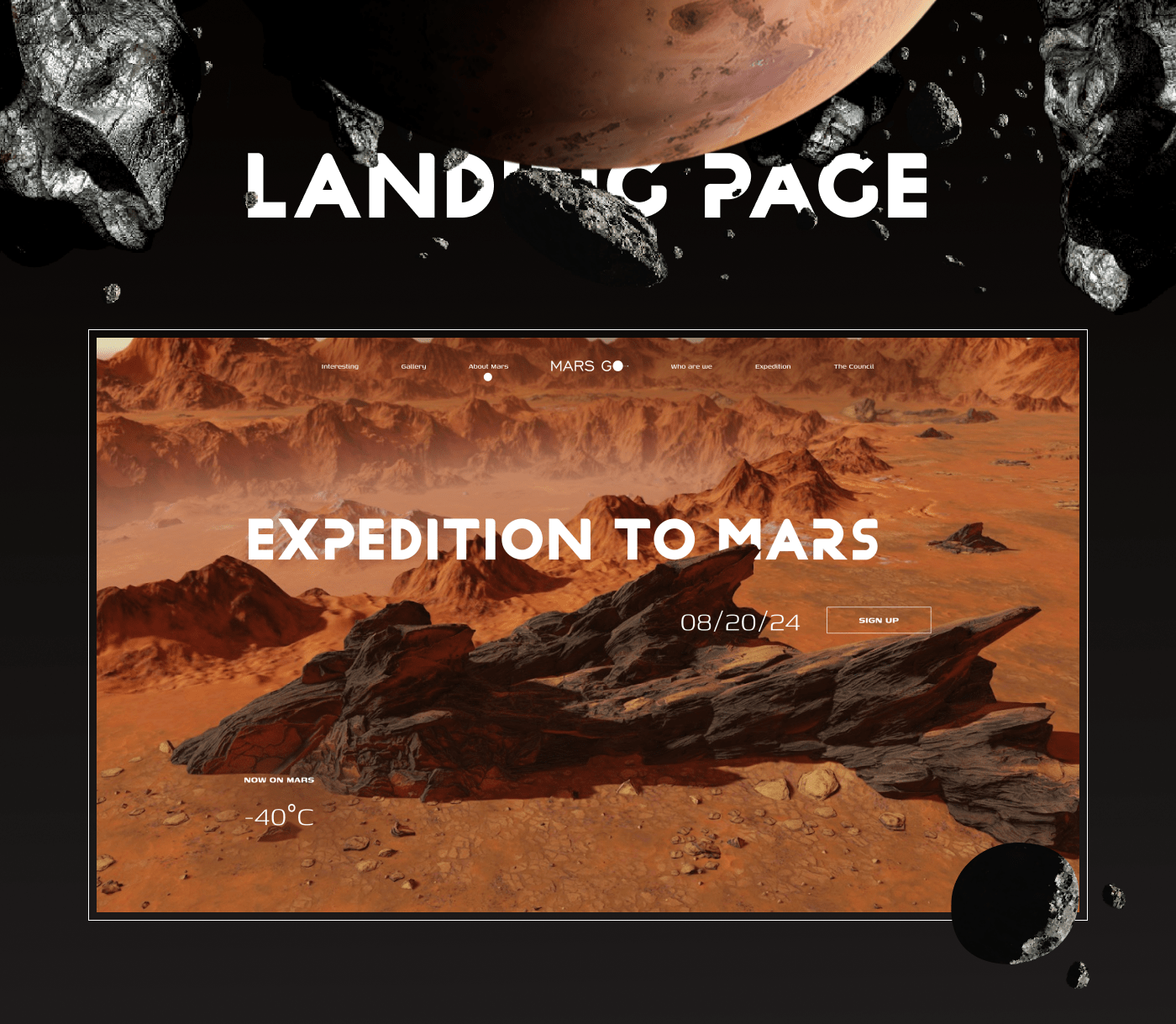 Landing page for a flight to Mars — Изображение №1 — Интерфейсы на Dprofile