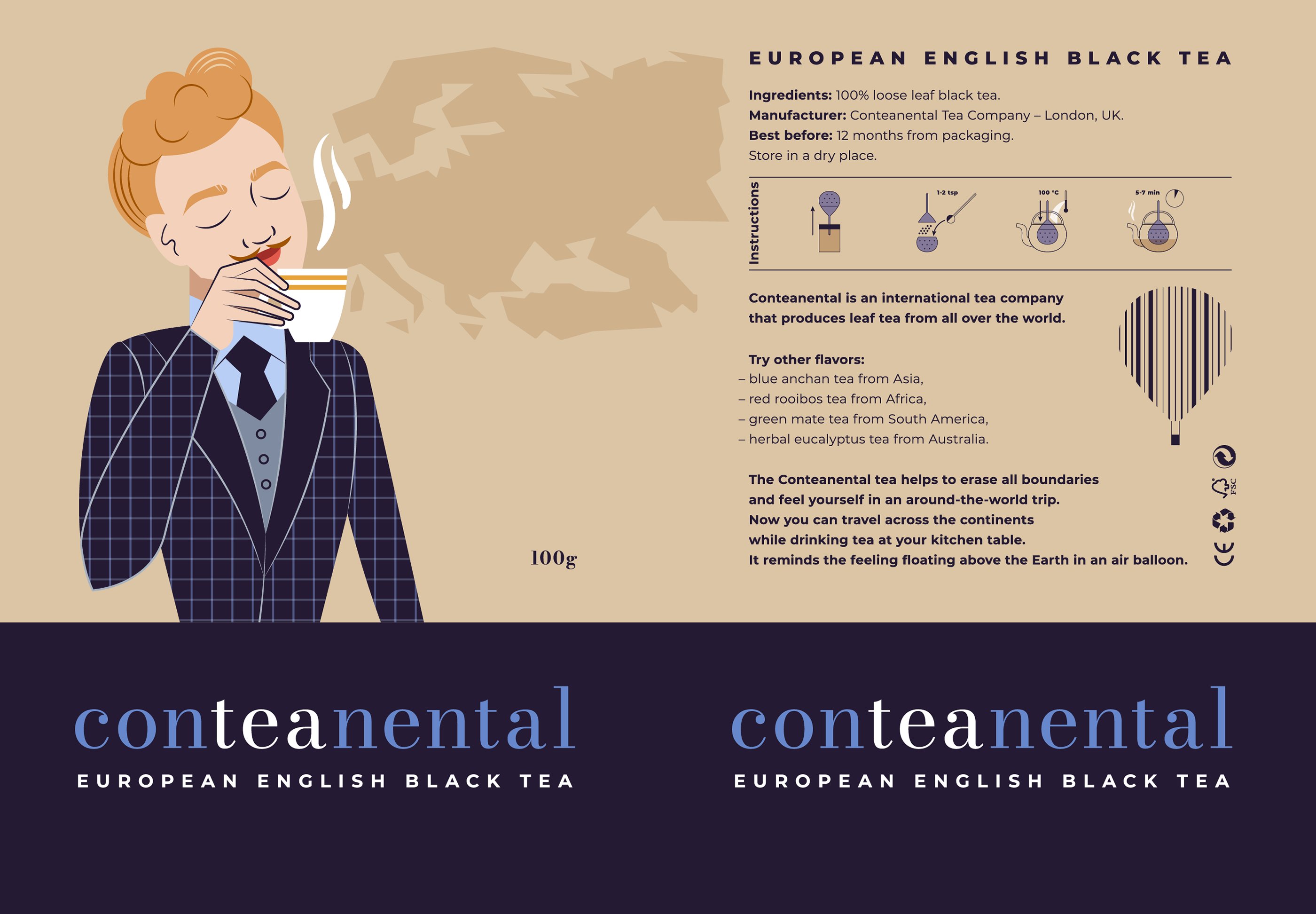 Брендинг и упаковка чая Conteanental — Изображение №15 — Брендинг, Иллюстрация на Dprofile