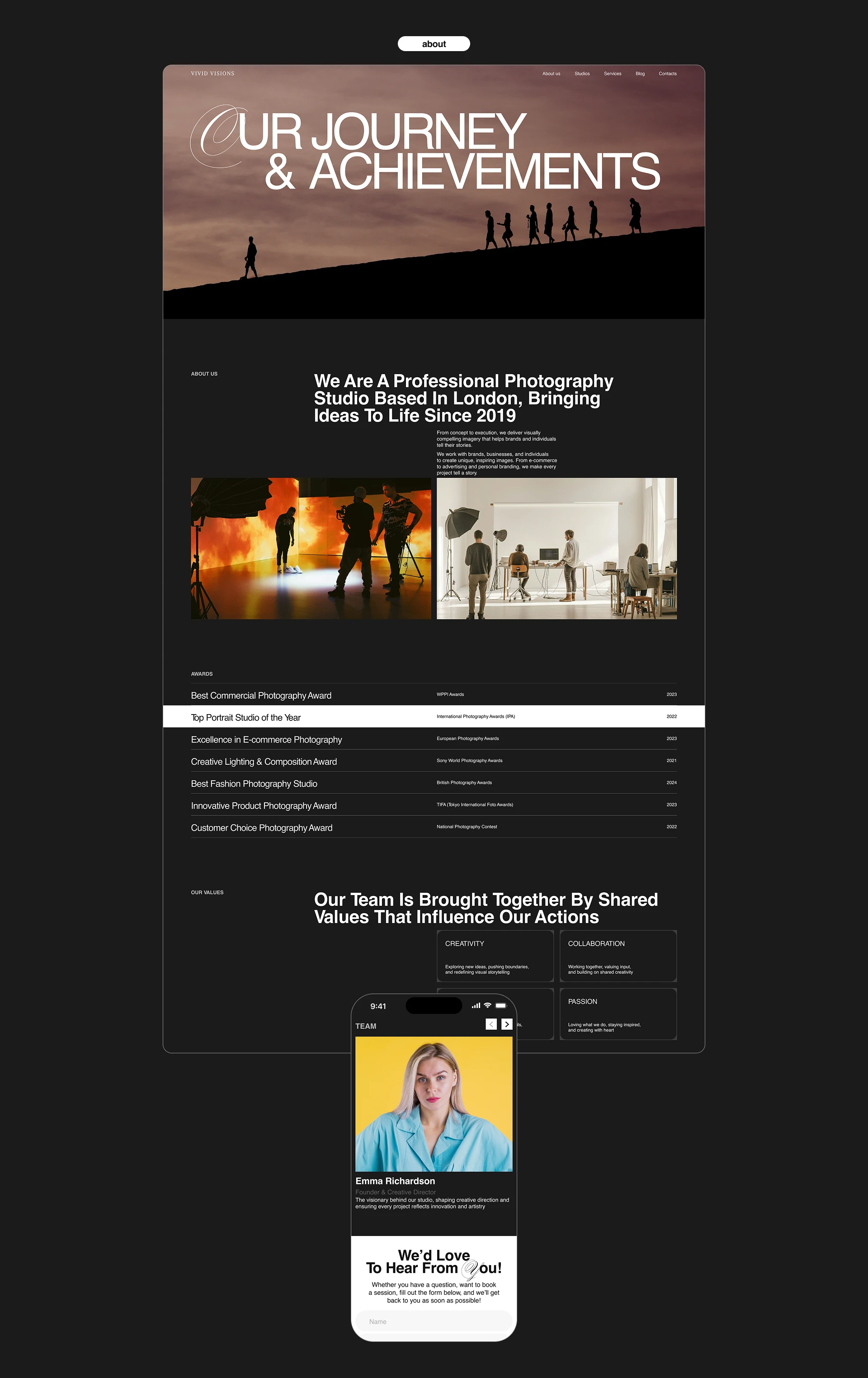 VIVID VISIONS STUDIO | corporate website — Изображение №12 — Интерфейсы на Dprofile