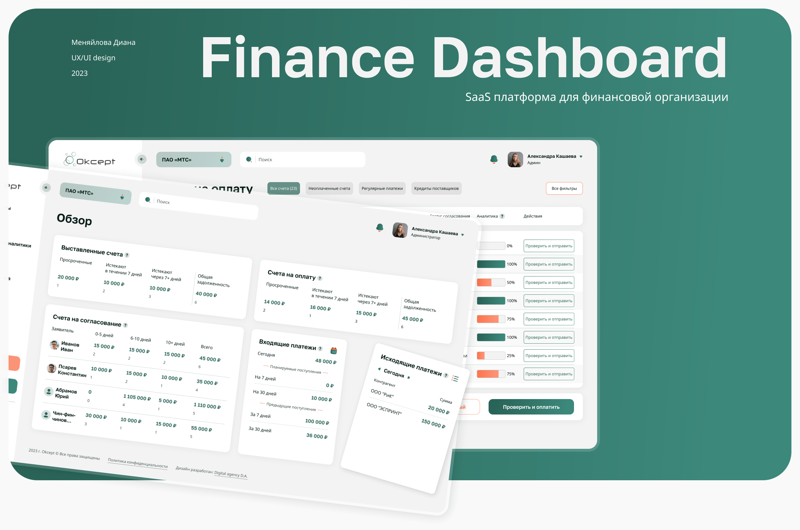 Finance Dashboard — SaaS платформа — Изображение №1 — Интерфейсы, Брендинг на Dprofile