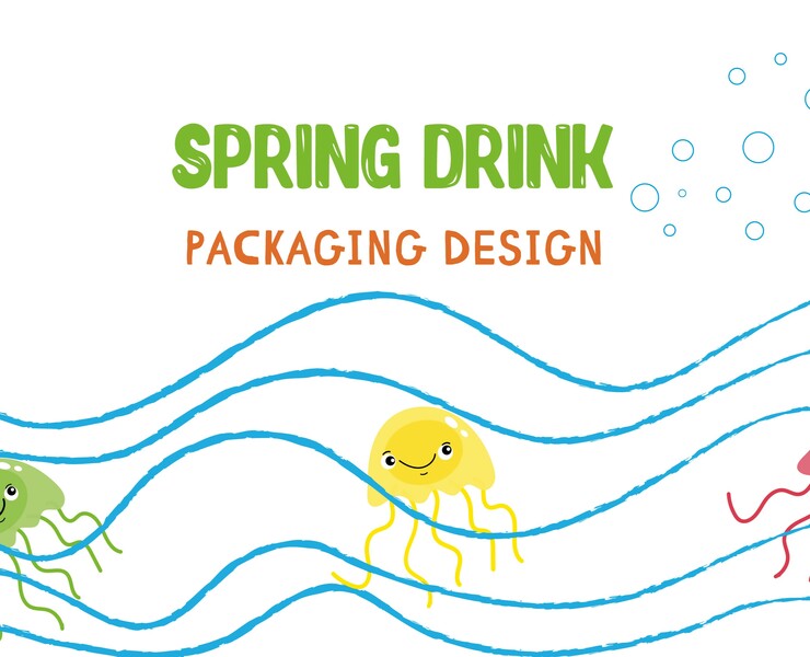Дизайн упаковки для минеральной воды с соком Spring Drink — Брендинг, Иллюстрация на Dprofile