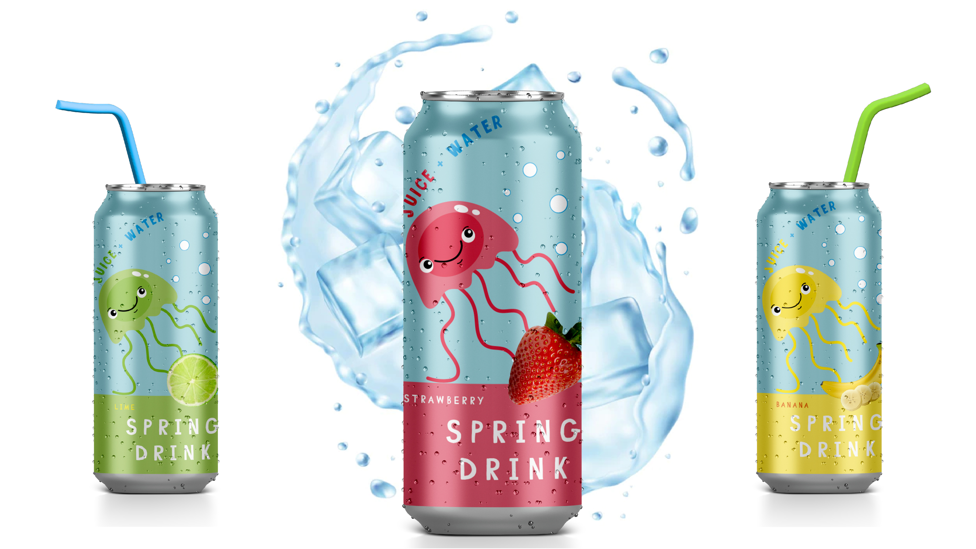 Дизайн упаковки для минеральной воды с соком Spring Drink — Изображение №9 — Брендинг, Иллюстрация на Dprofile