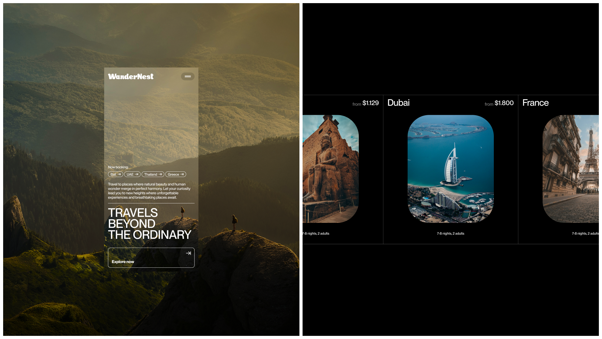 WanderNest — Travel agency website — Изображение №3 — Интерфейсы, Брендинг на Dprofile