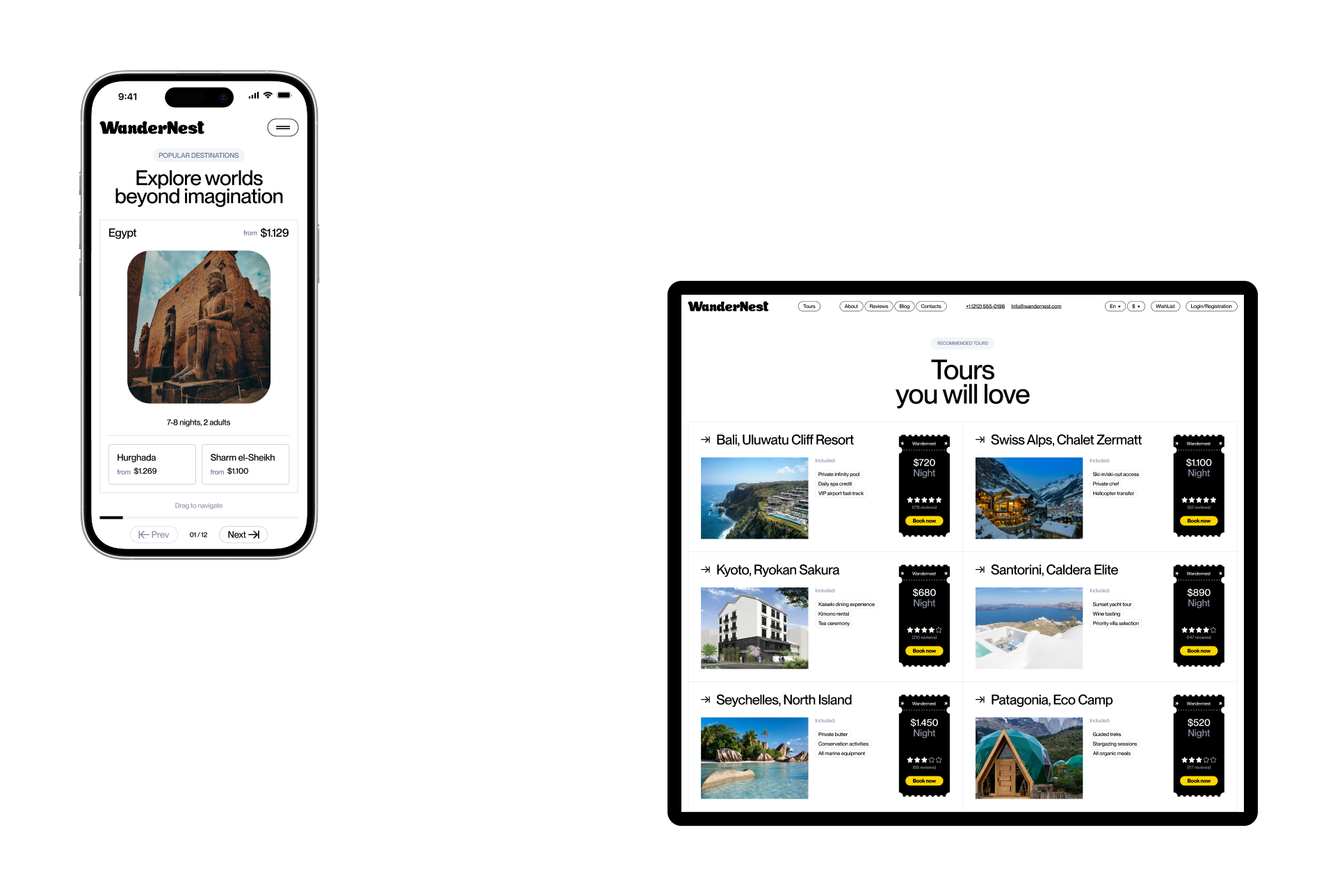 WanderNest — Travel agency website — Изображение №4 — Интерфейсы, Брендинг на Dprofile
