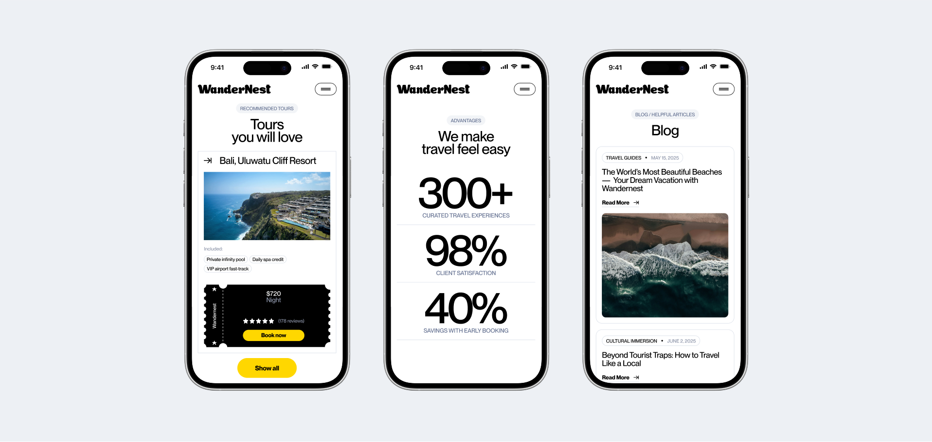WanderNest — Travel agency website — Изображение №5 — Интерфейсы, Брендинг на Dprofile