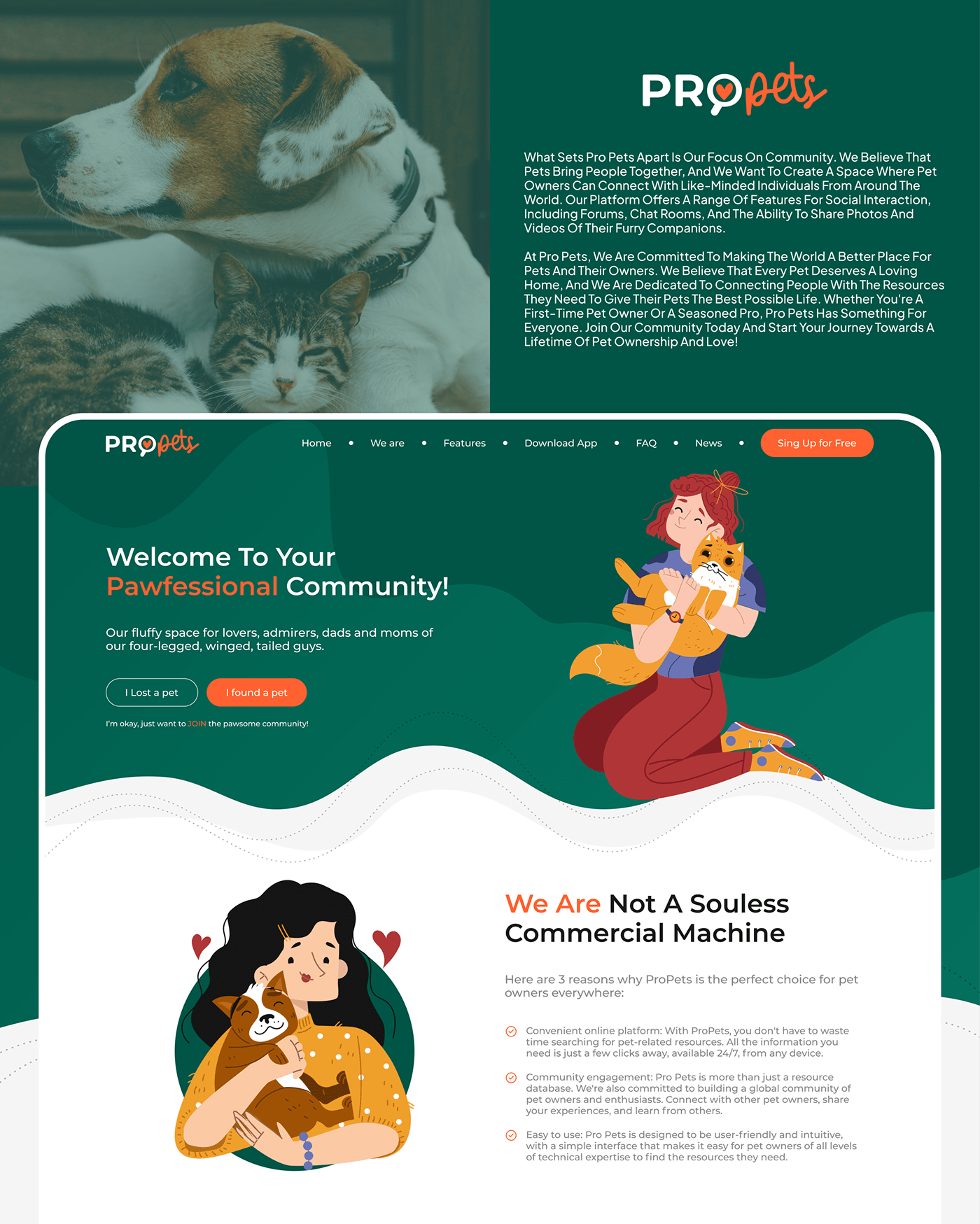 Pro Pets Landing Page — Изображение №5 — Интерфейсы на Dprofile