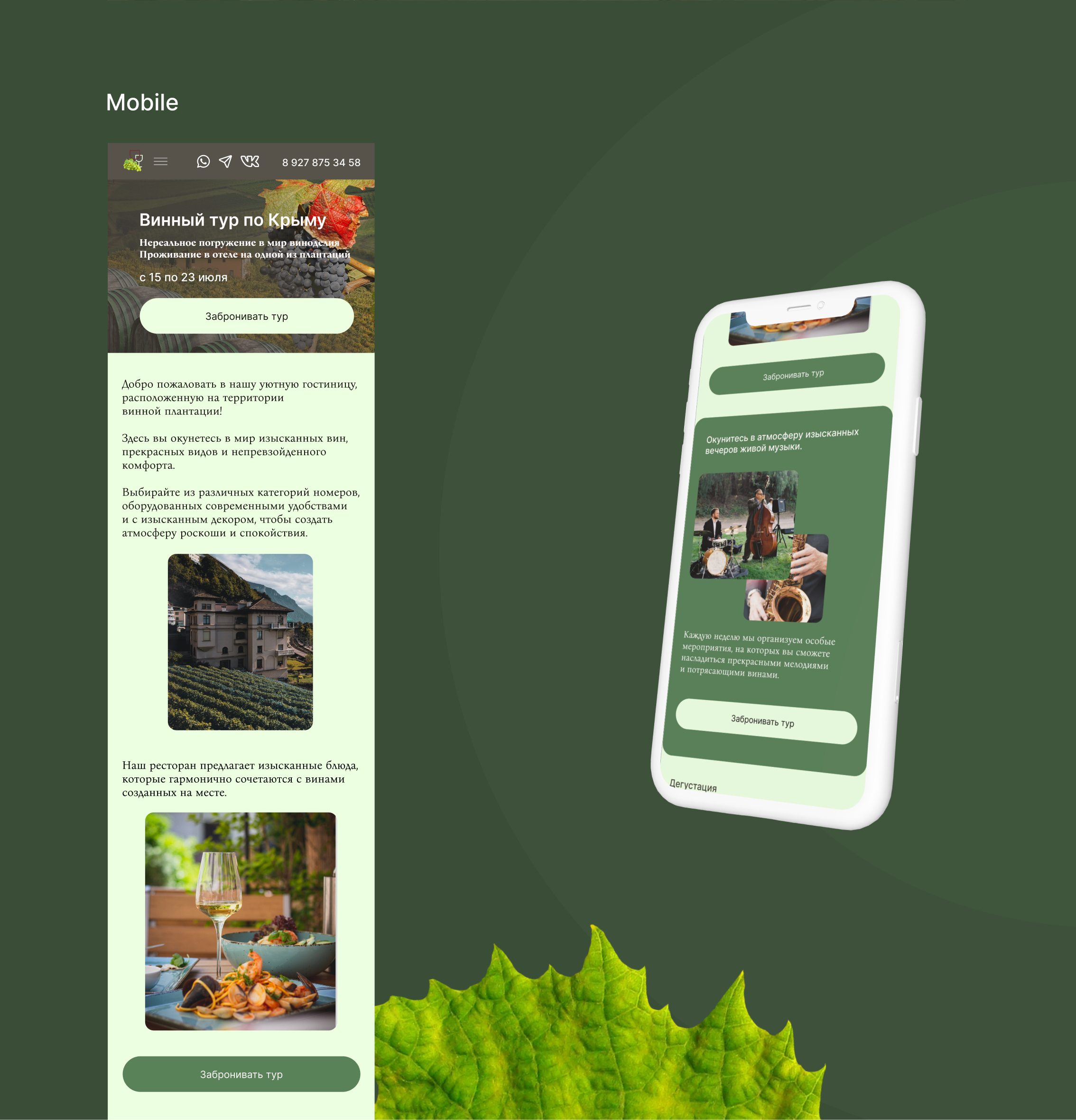 Landing page "Винный тур" — Изображение №4 — Интерфейсы, Графика на Dprofile
