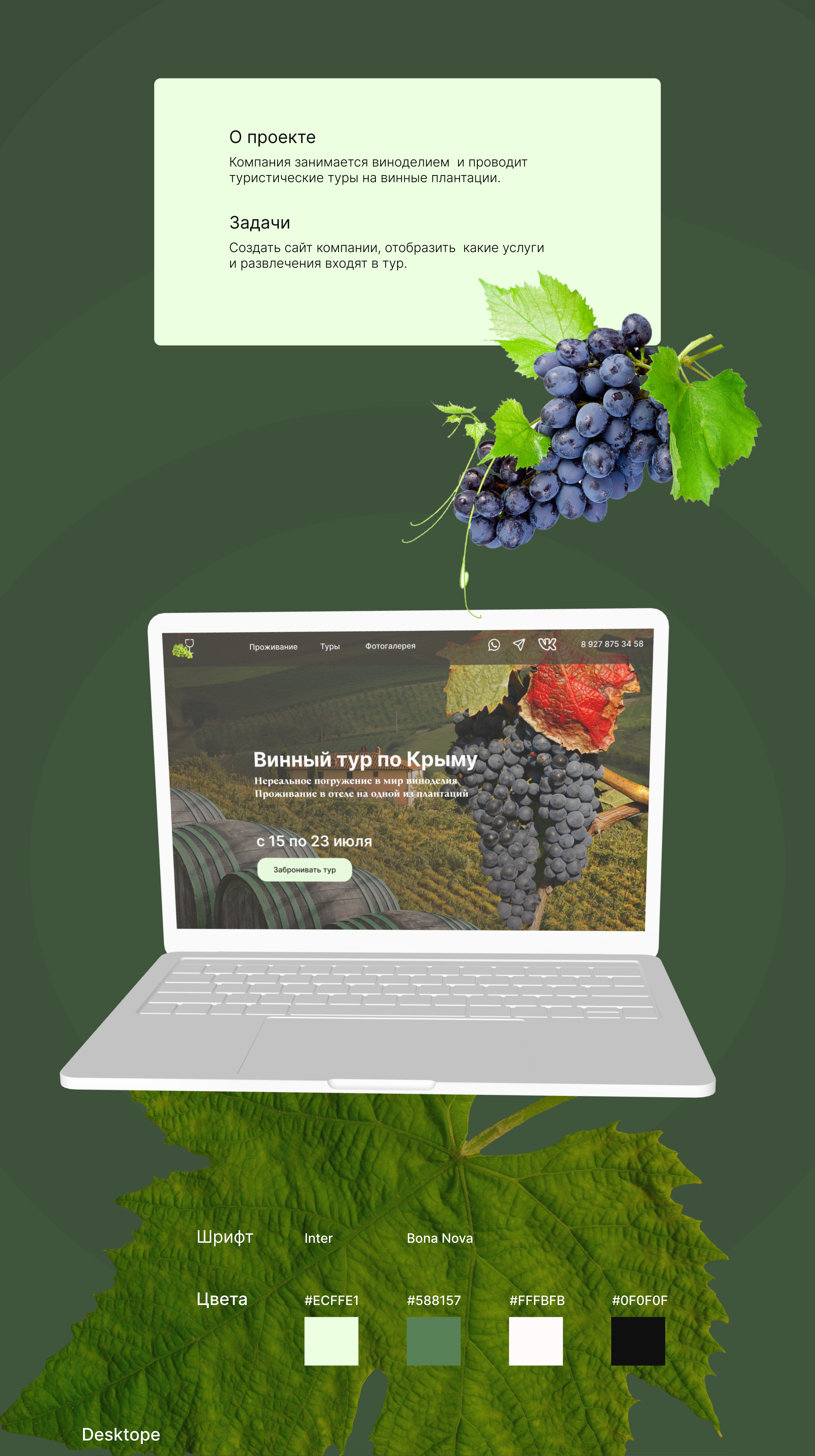 Landing page "Винный тур" — Изображение №1 — Интерфейсы, Графика на Dprofile