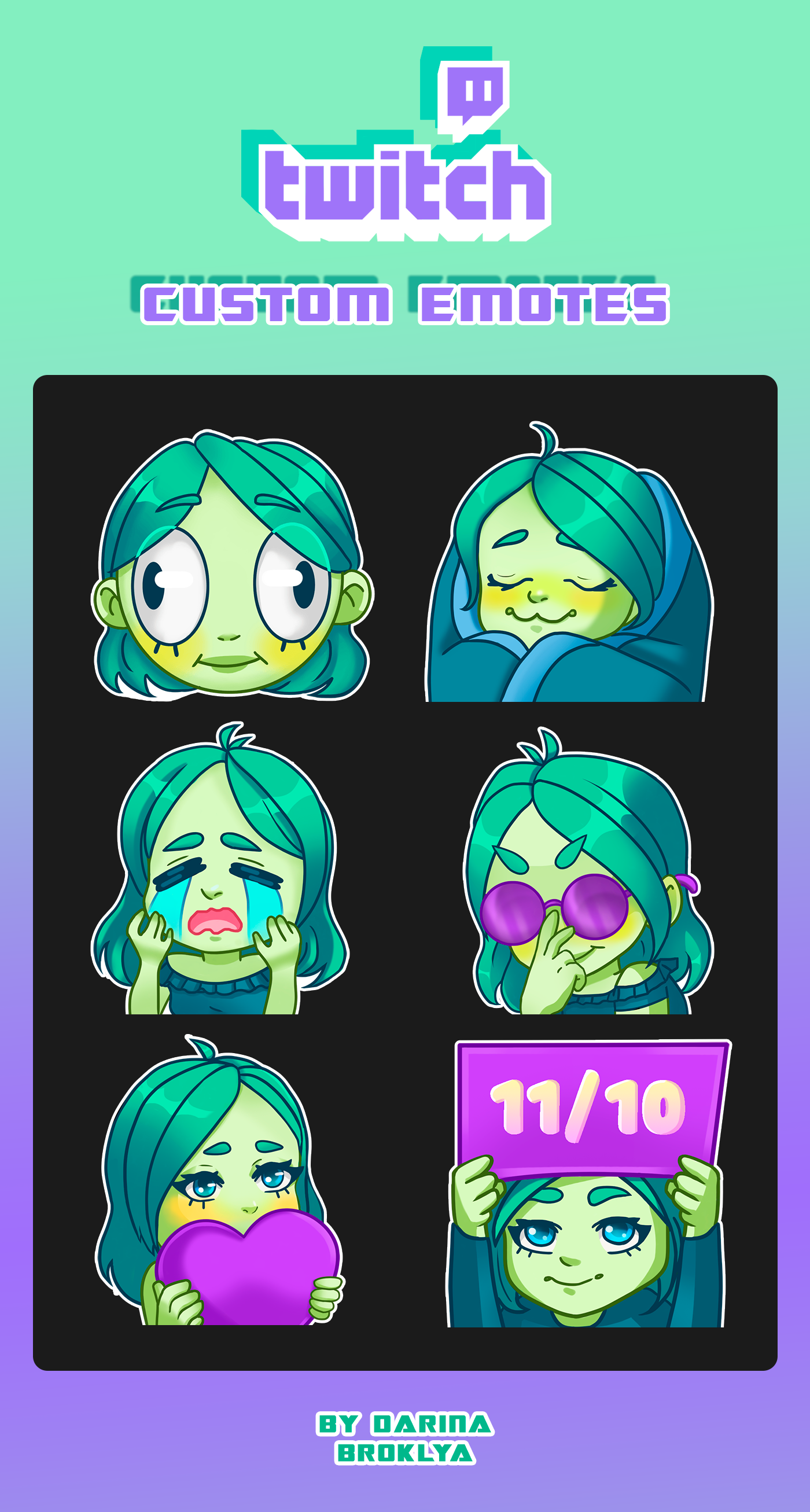 Twitch emotes - sticker pack BROKLYA — Изображение №1 — Брендинг, Иллюстрация на Dprofile