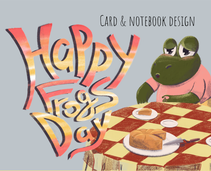 Card & notebook design "Happy frogs day" — Брендинг, Иллюстрация на Dprofile