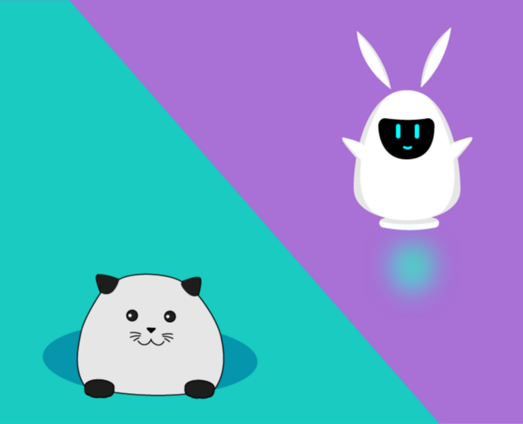 Set of illustrations. Сats and robots — Иллюстрация на Dprofile