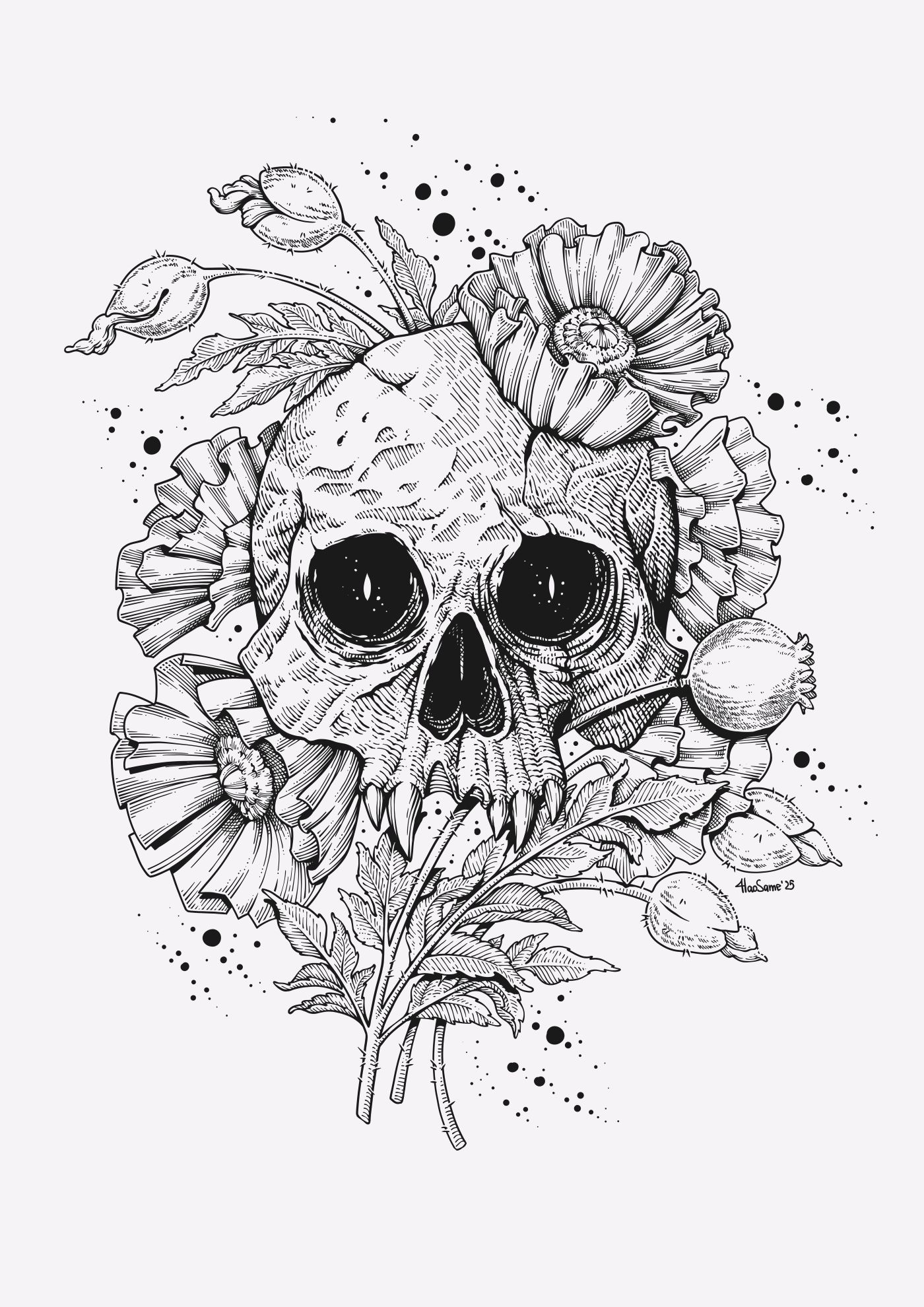 Череп с маками — Изображение №1 — Брендинг, Иллюстрация на Dprofile