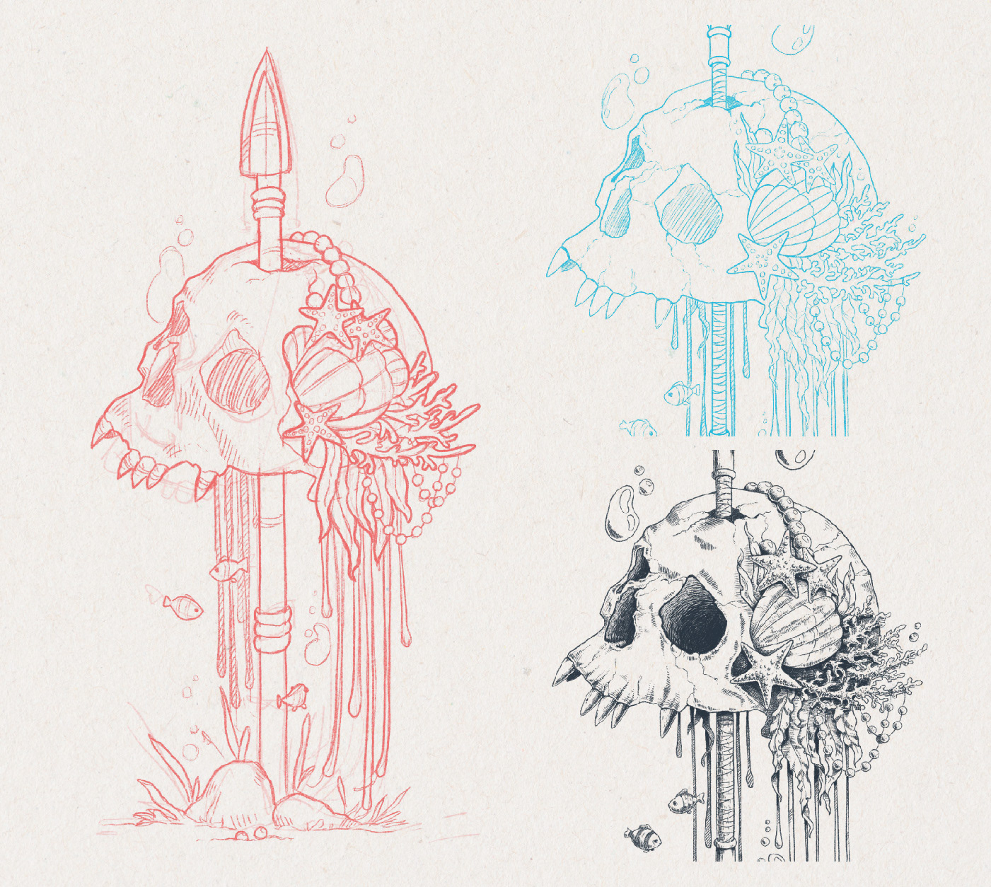 Mermaid Skull — Изображение №3 — Иллюстрация на Dprofile