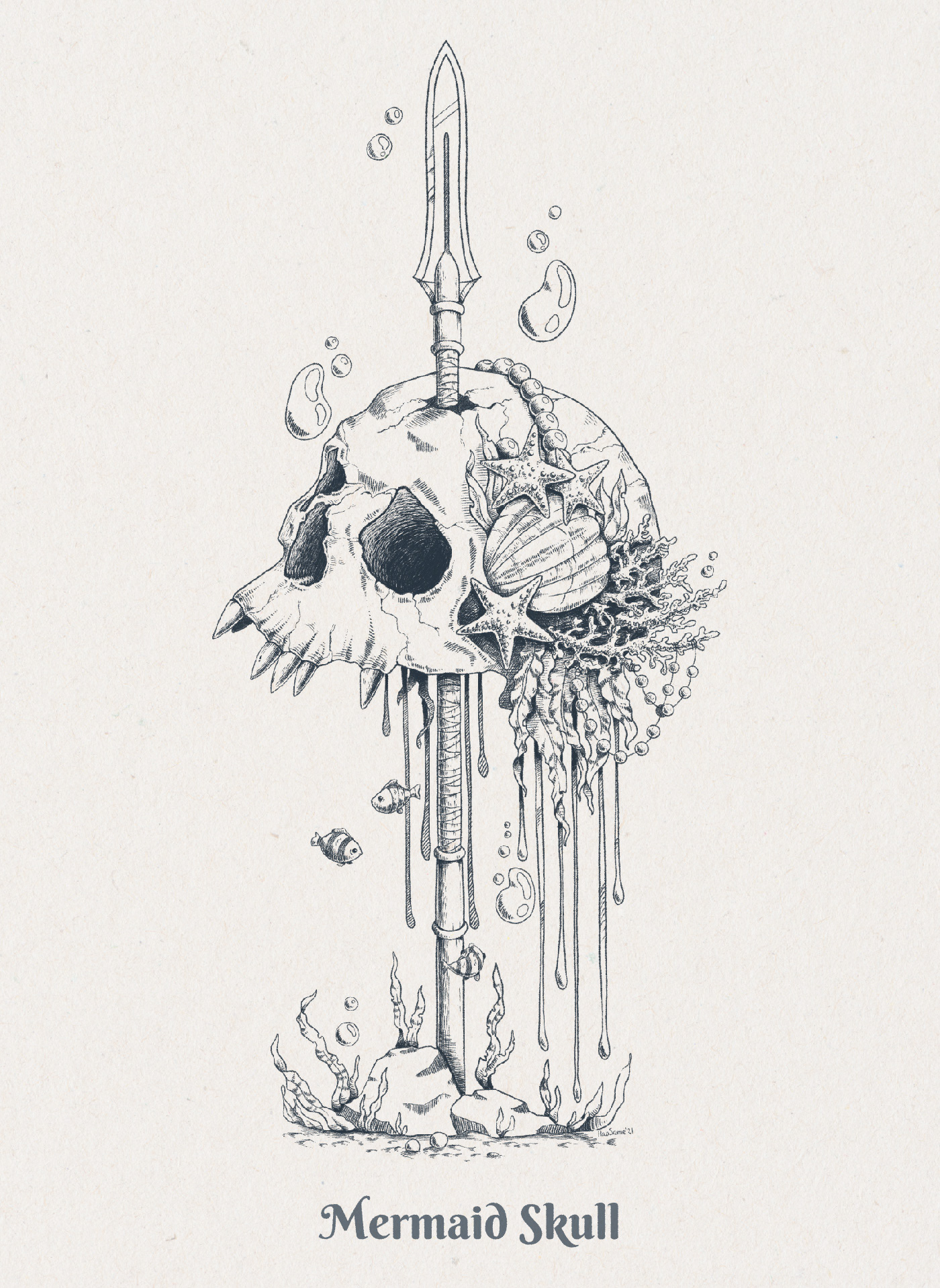 Mermaid Skull — Изображение №2 — Иллюстрация на Dprofile